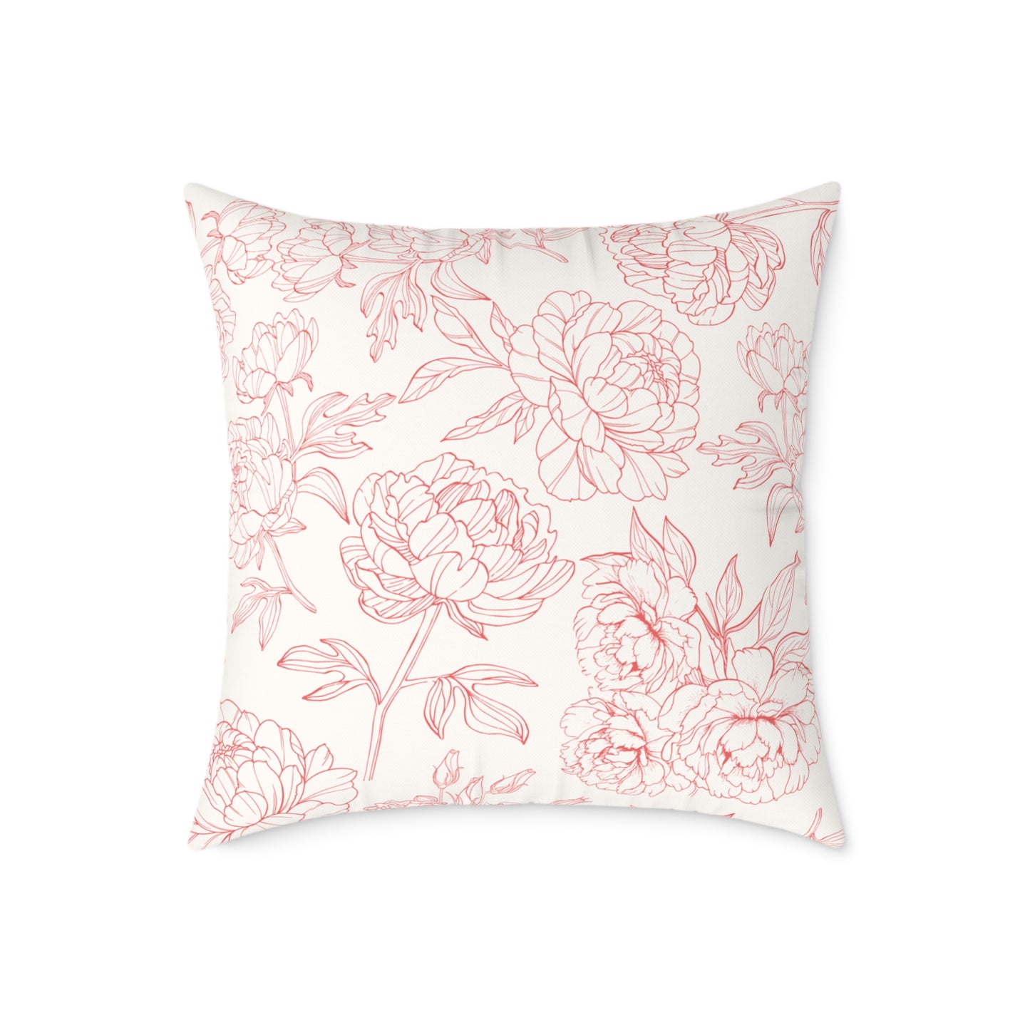 Pink Peony Square Indoor Pillow | Soft Poly Canvas |  Floral Accent Pillow