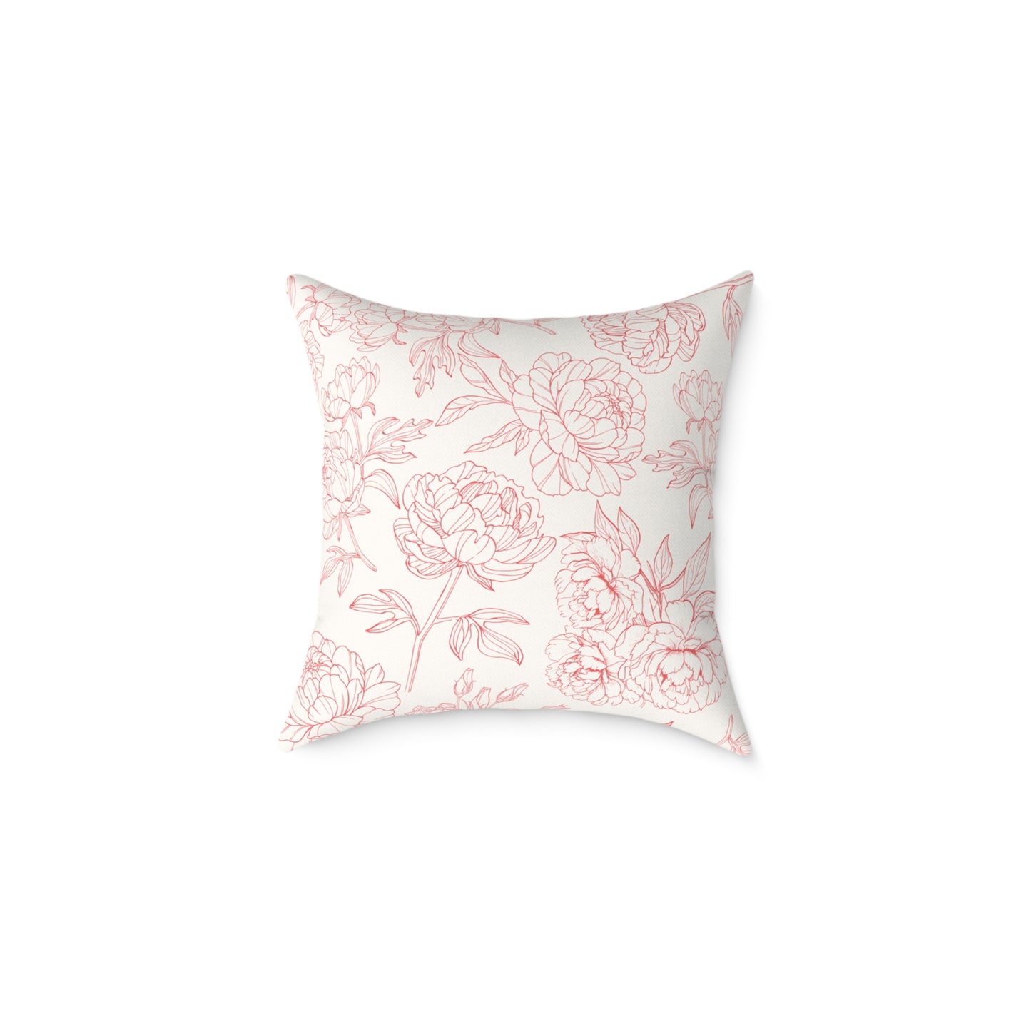 Pink Peony Square Indoor Pillow | Soft Poly Canvas |  Floral Accent Pillow