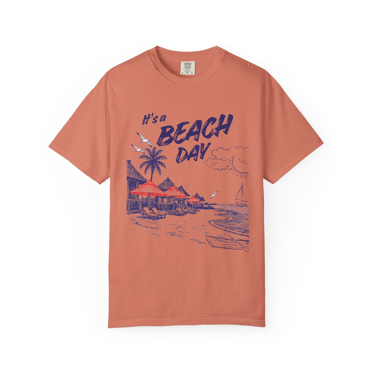 Beach Day Beach Night T-Shirt — Front & Back Beach Scene Unisex Tee