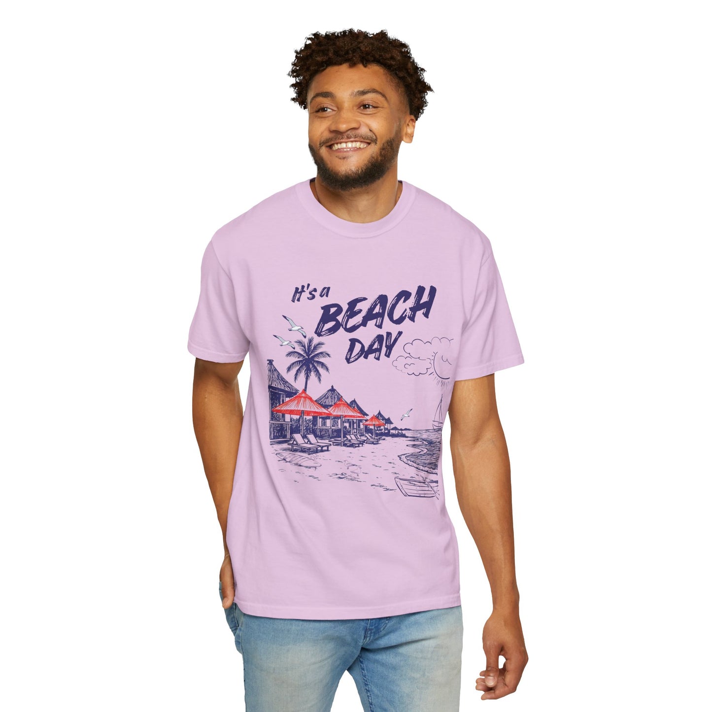 Beach Day Beach Night T-Shirt — Front & Back Beach Scene Unisex Tee