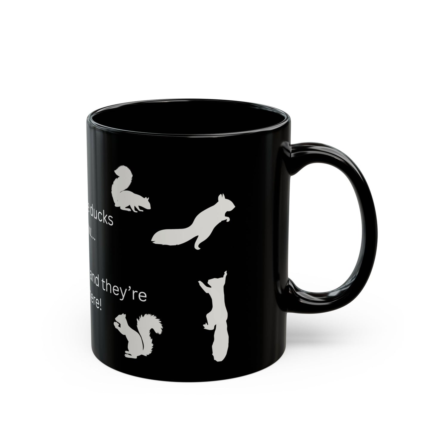 Busy Mom Funny Mug | Black mug with squirrel silhouettes