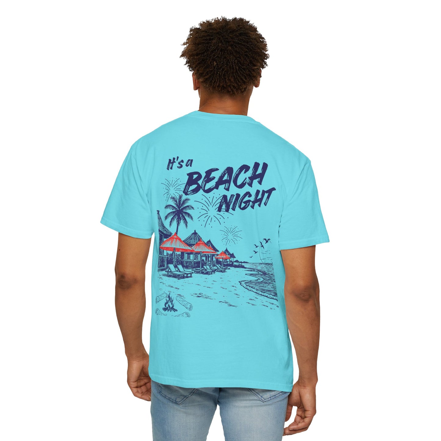 Beach Day Beach Night T-Shirt — Front & Back Beach Scene Unisex Tee