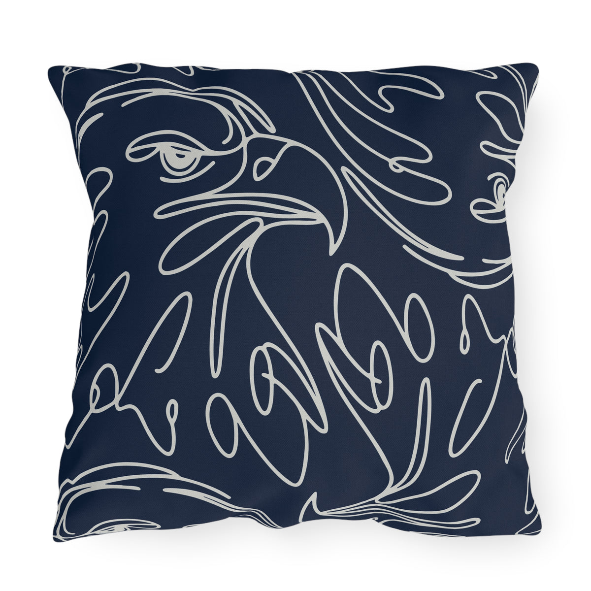 Navy Eagle Line Art Outdoor Pillow