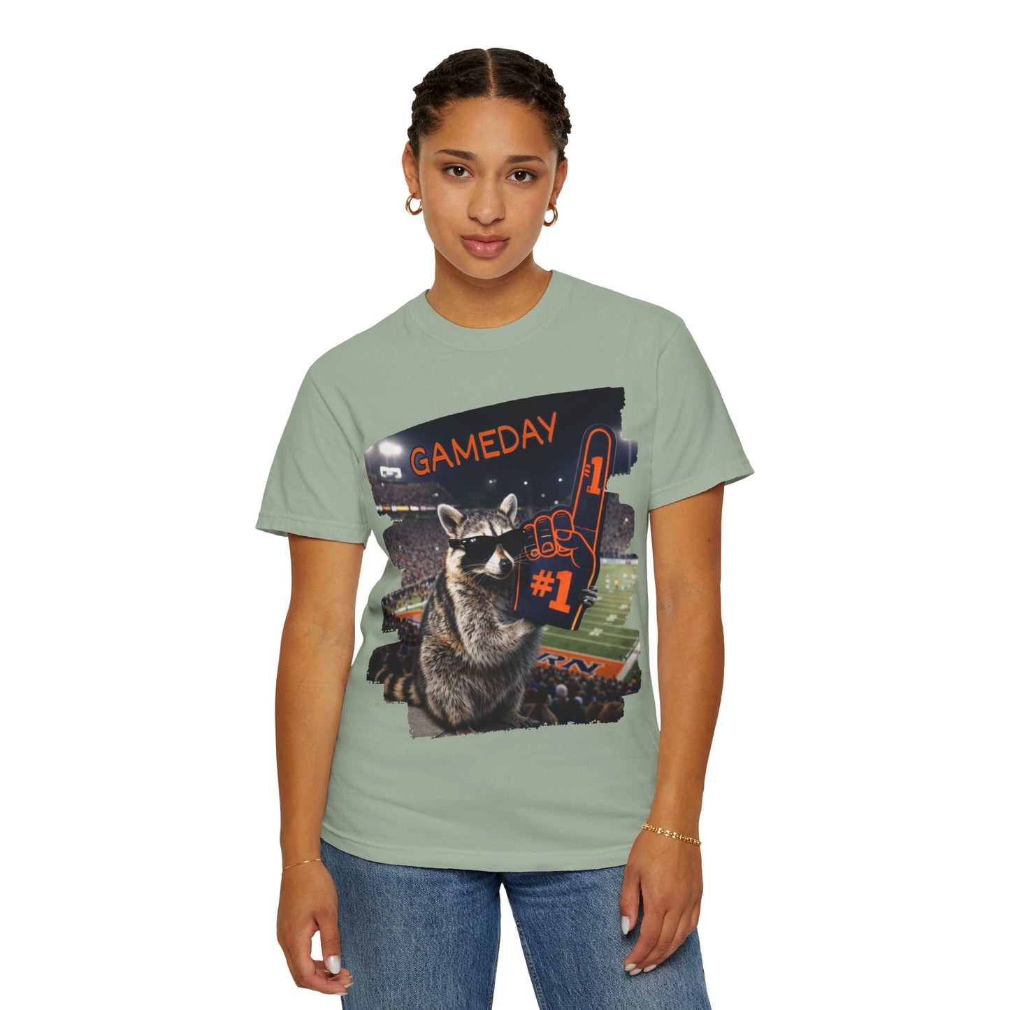 Raccoon Football Fan T-Shirt — Comfort Colors Garment-Dyed Tee