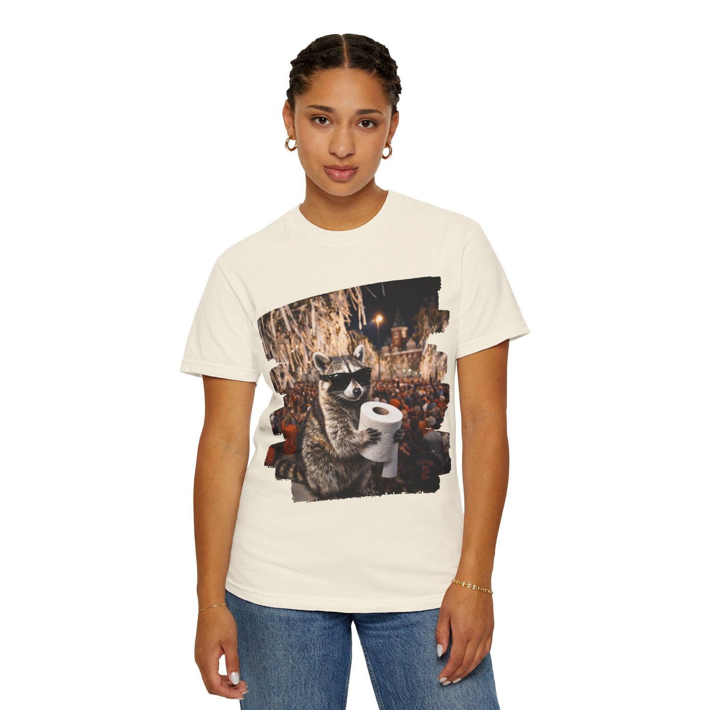 Raccoon Football T-Shirt — Comfort Colors Garment-Dyed Tee