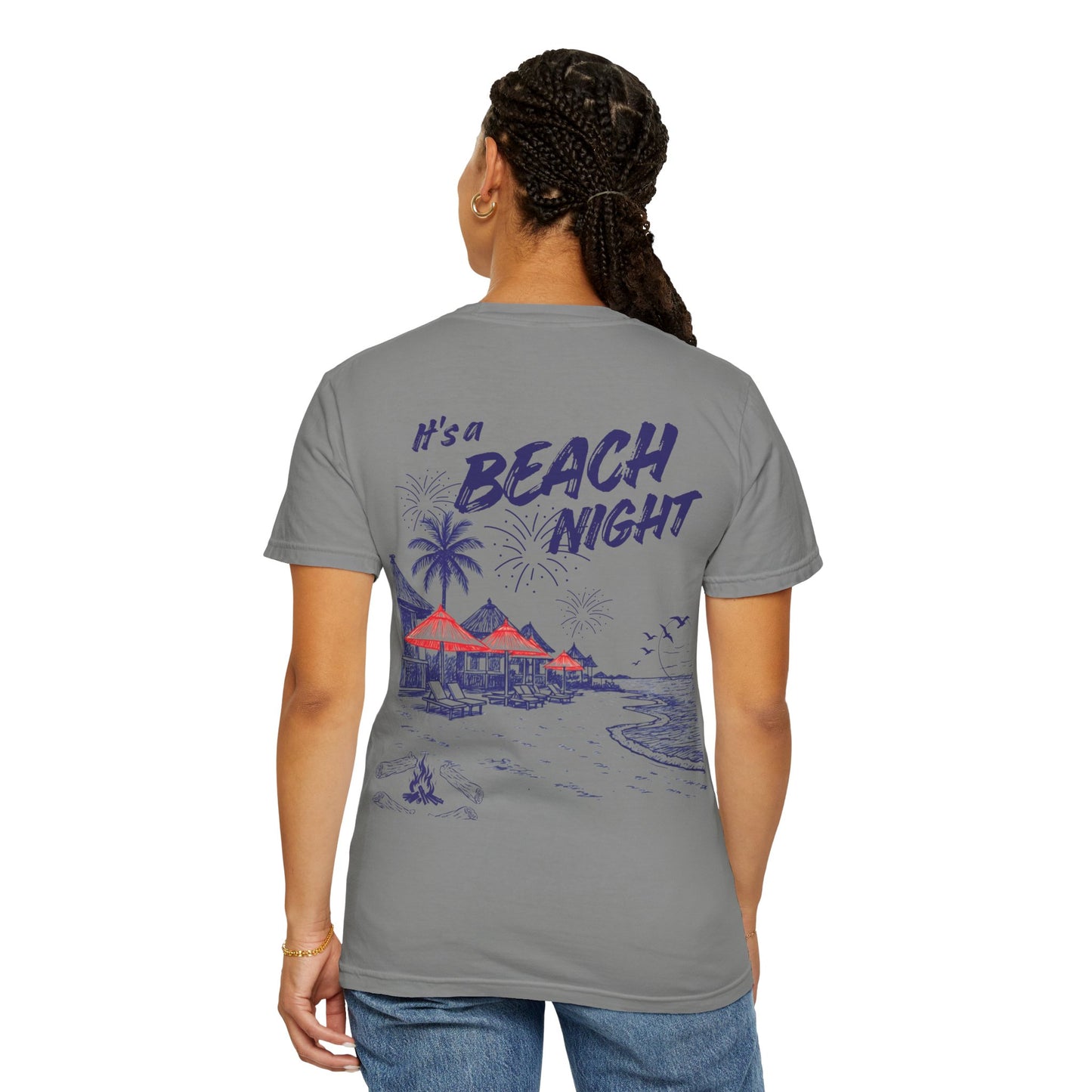 Beach Day Beach Night T-Shirt — Front & Back Beach Scene Unisex Tee