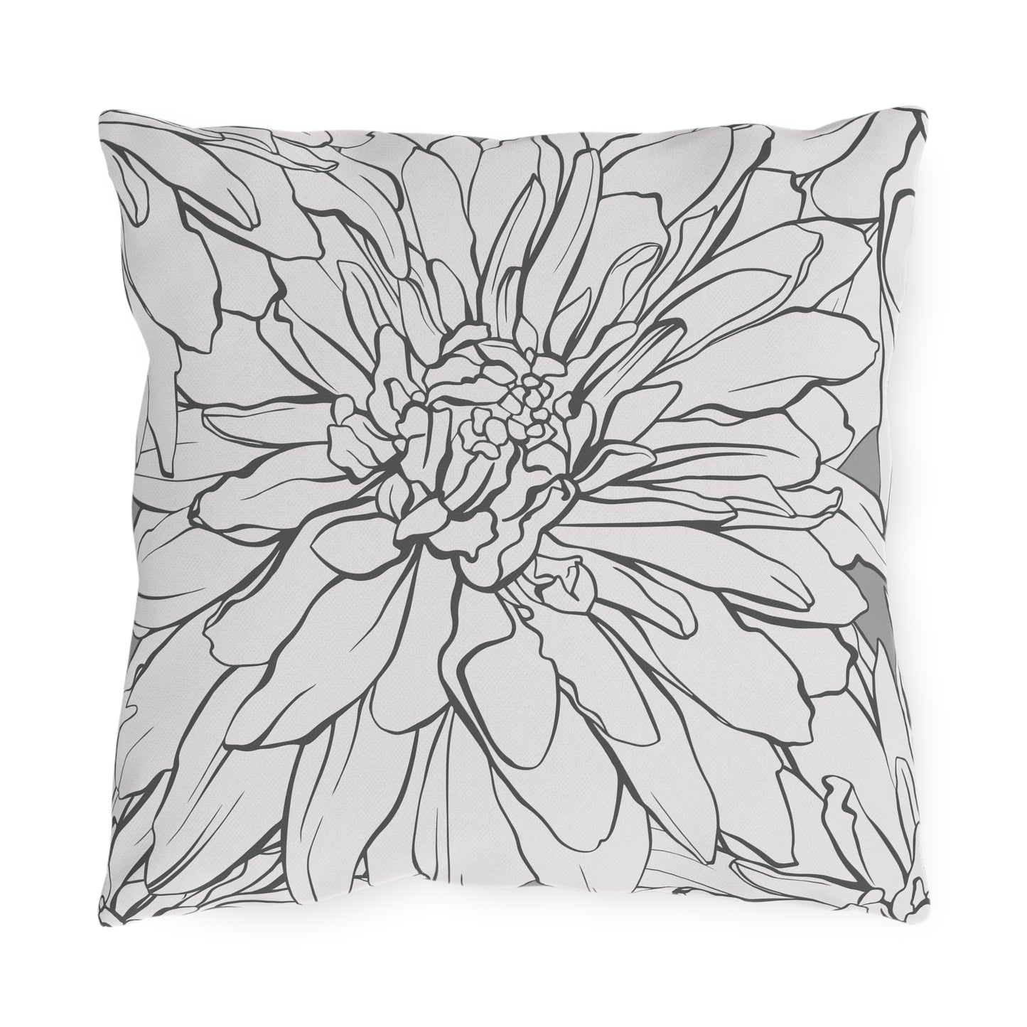 Dahlia Lines Outdoor Pillow | Botanical Floral Cushion