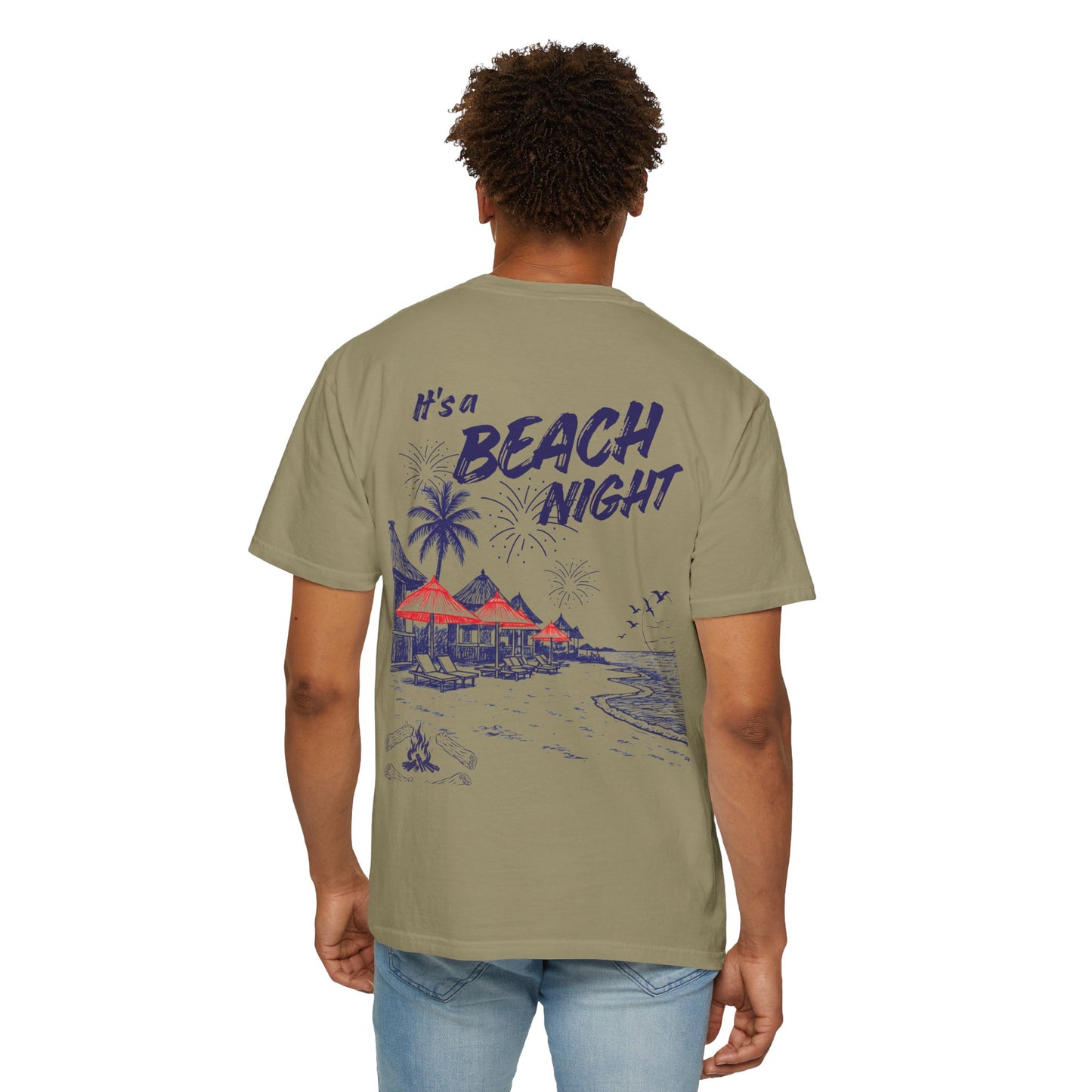 Beach Day Beach Night T-Shirt — Front & Back Beach Scene Unisex Tee