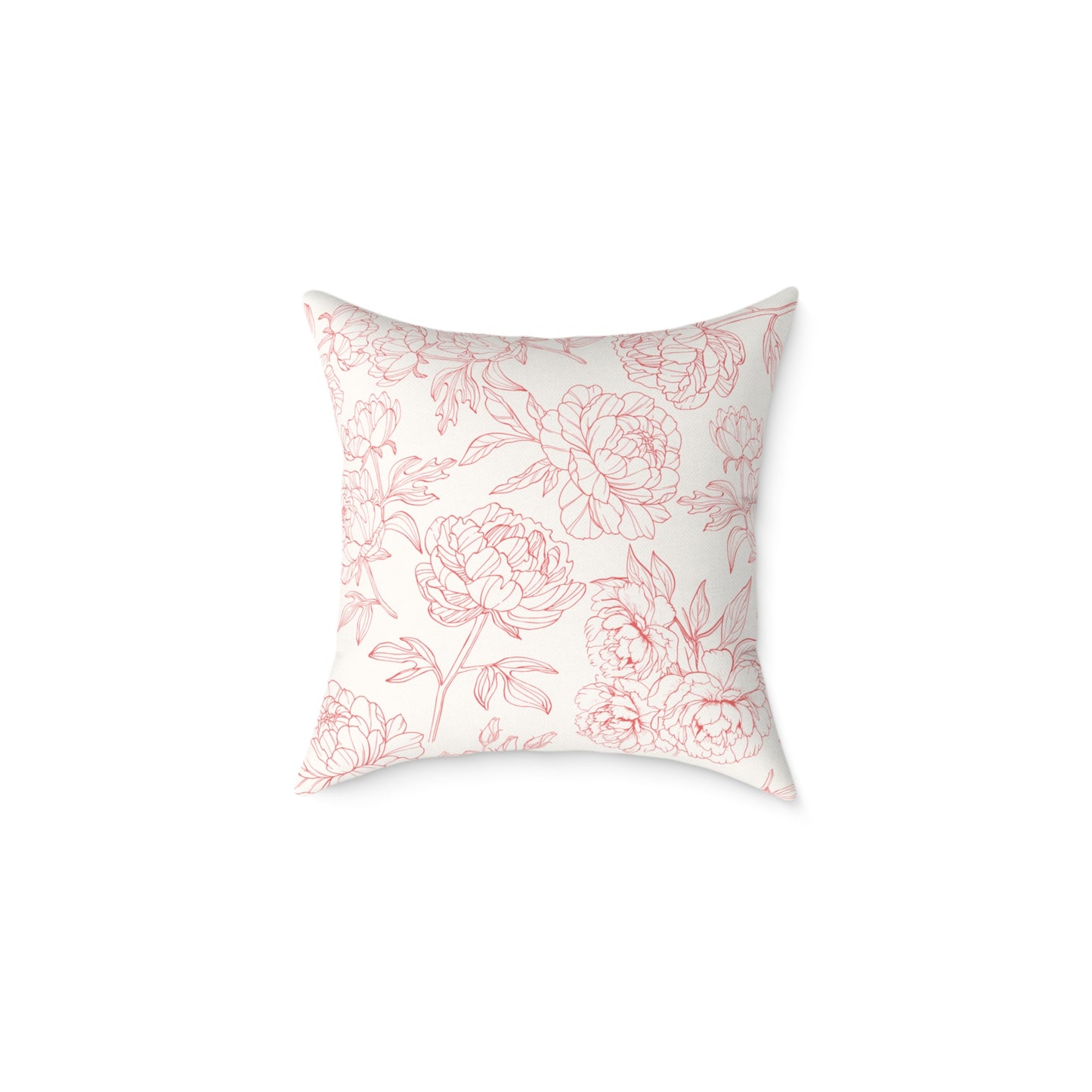 Pink Peony Square Indoor Pillow | Soft Poly Canvas |  Floral Accent Pillow