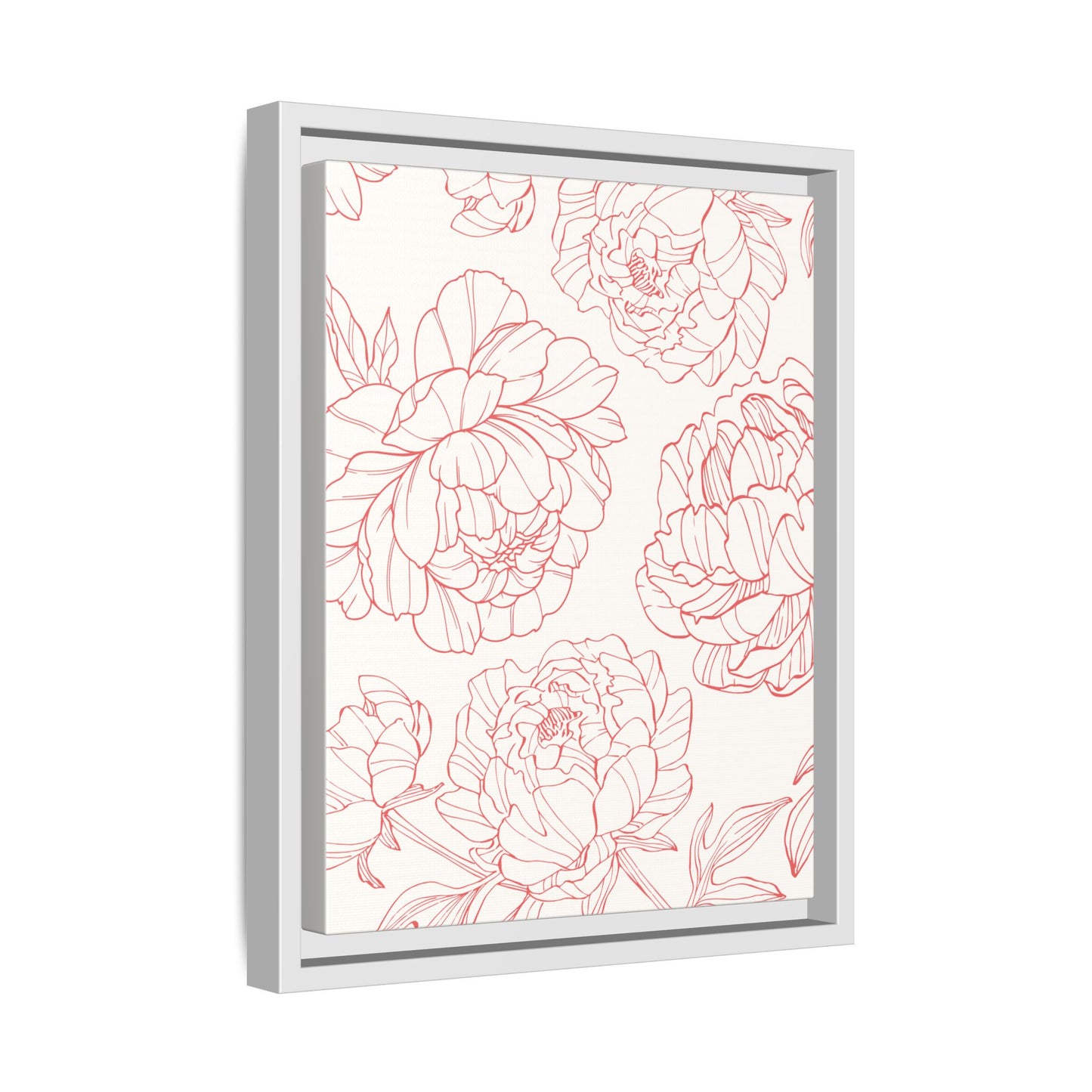 Floral Matte Canvas, White Wooden Framed, Matching Shower Curtain Available
