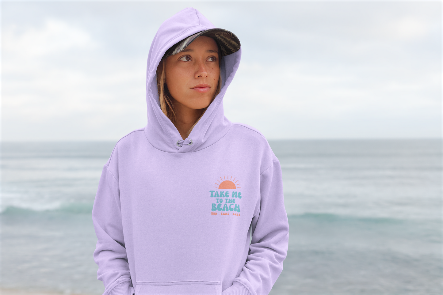 Beach Vibes Hoodie with 'Take Me to the Beach' Design, Casual Sweatshirt, Summer Apparel, Gift for Beach Lovers, Comfortable Pullover