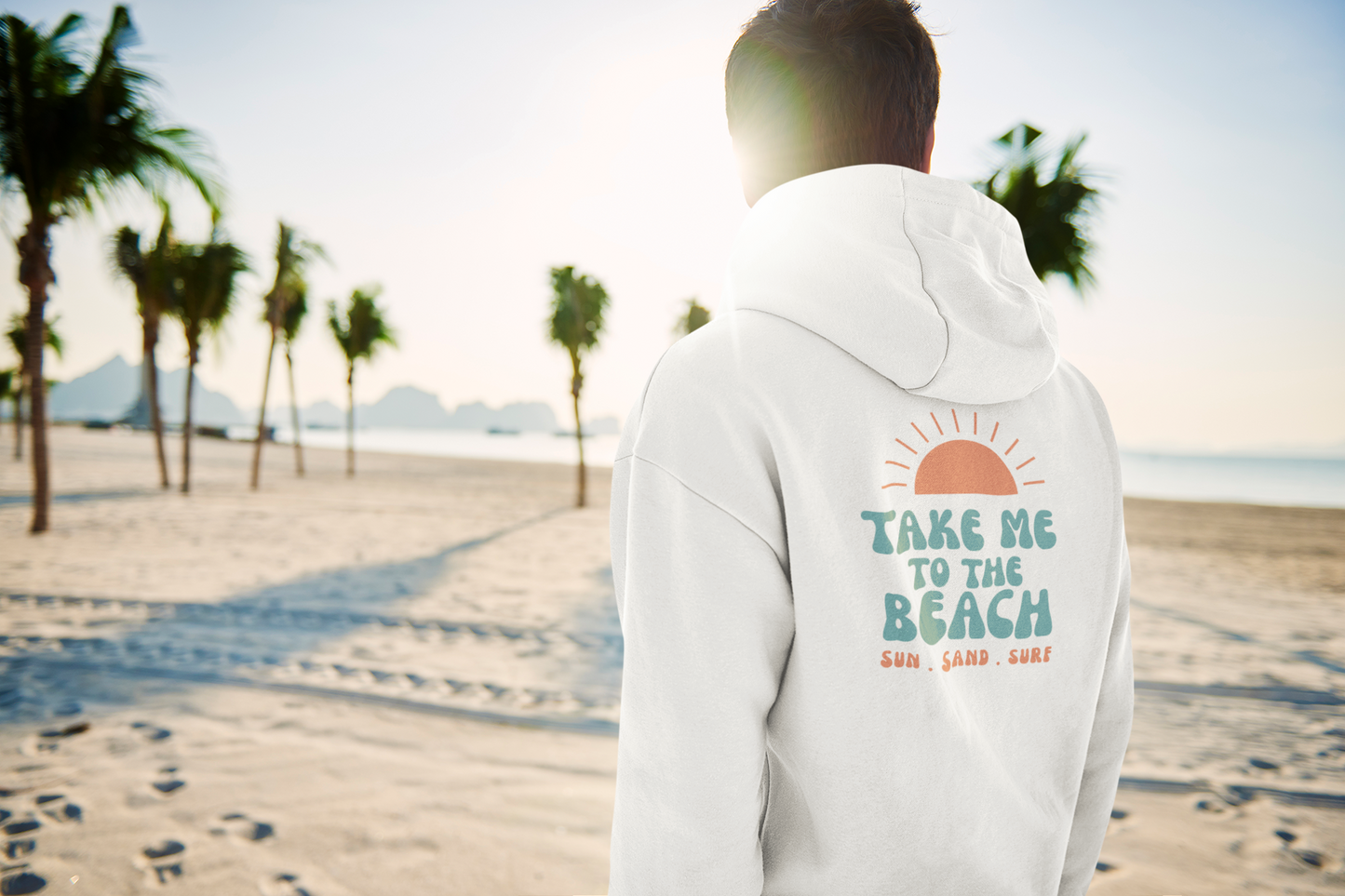 Beach Vibes Hoodie with 'Take Me to the Beach' Design, Casual Sweatshirt, Summer Apparel, Gift for Beach Lovers, Comfortable Pullover