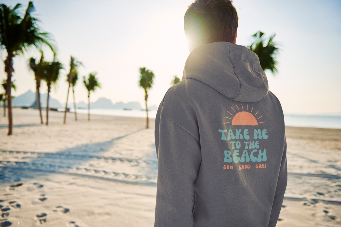 Beach Vibes Hoodie with 'Take Me to the Beach' Design, Casual Sweatshirt, Summer Apparel, Gift for Beach Lovers, Comfortable Pullover