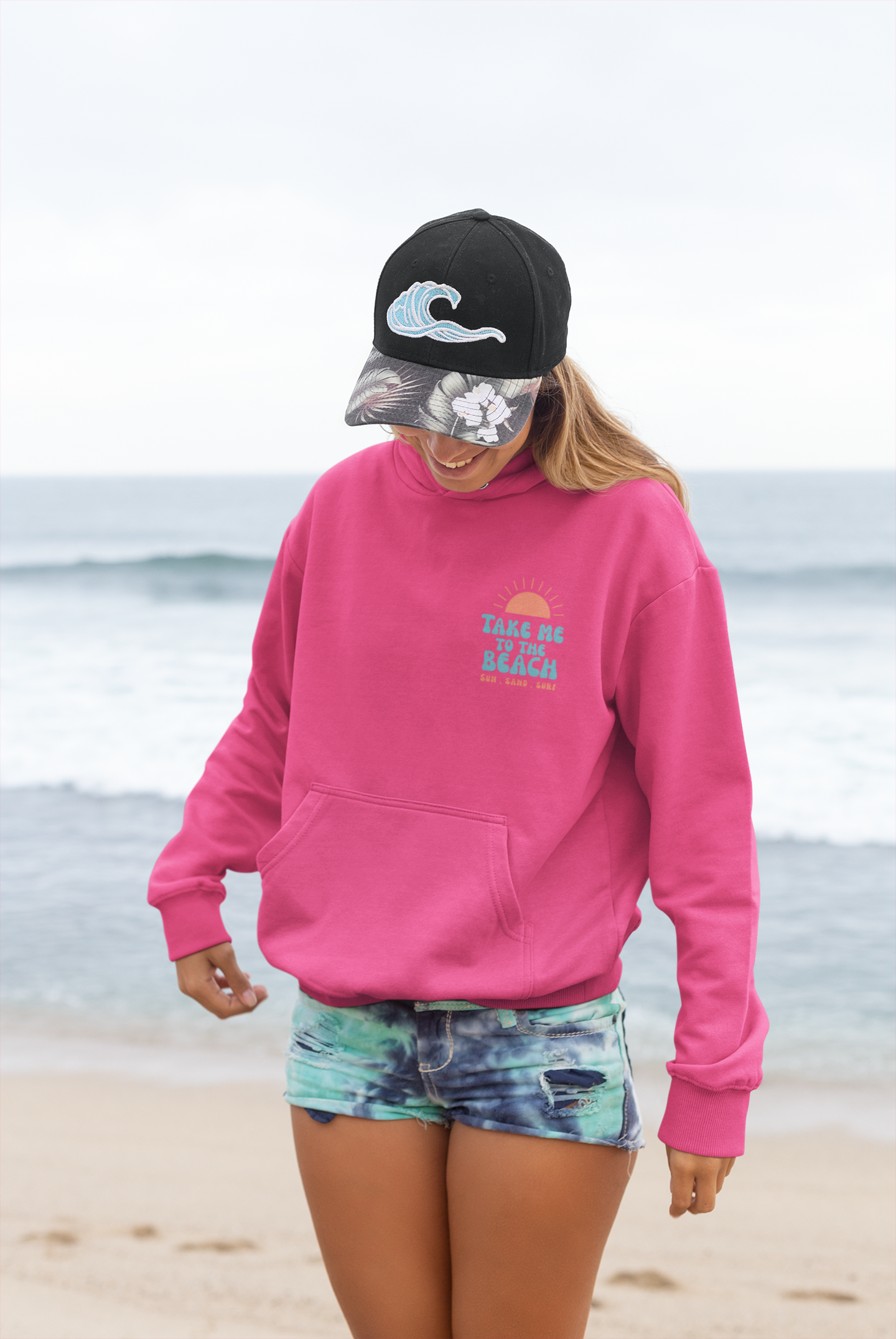 Beach Vibes Hoodie with 'Take Me to the Beach' Design, Casual Sweatshirt, Summer Apparel, Gift for Beach Lovers, Comfortable Pullover