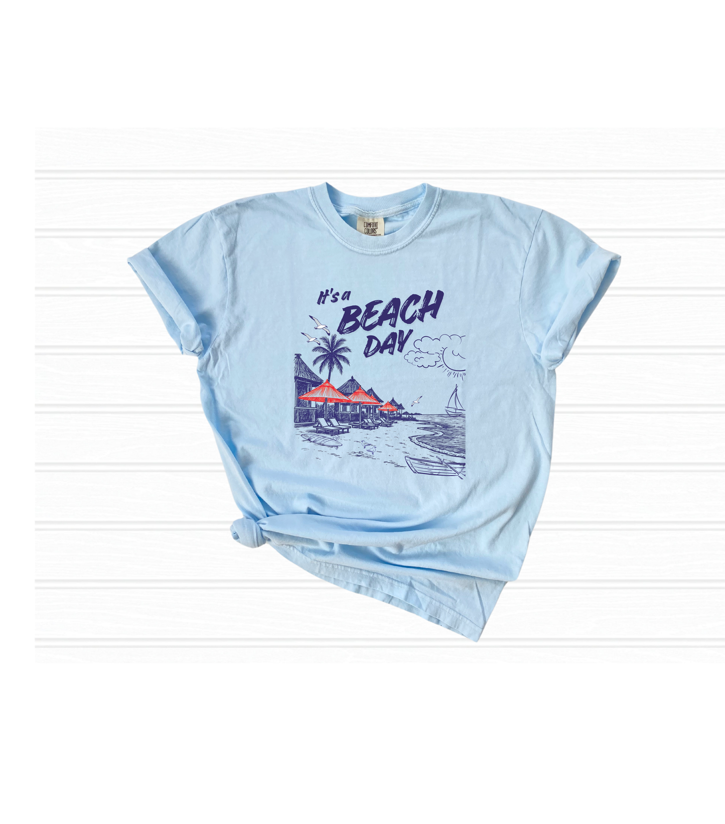 Beach Day Beach Night T-Shirt — Front & Back Beach Scene Unisex Tee