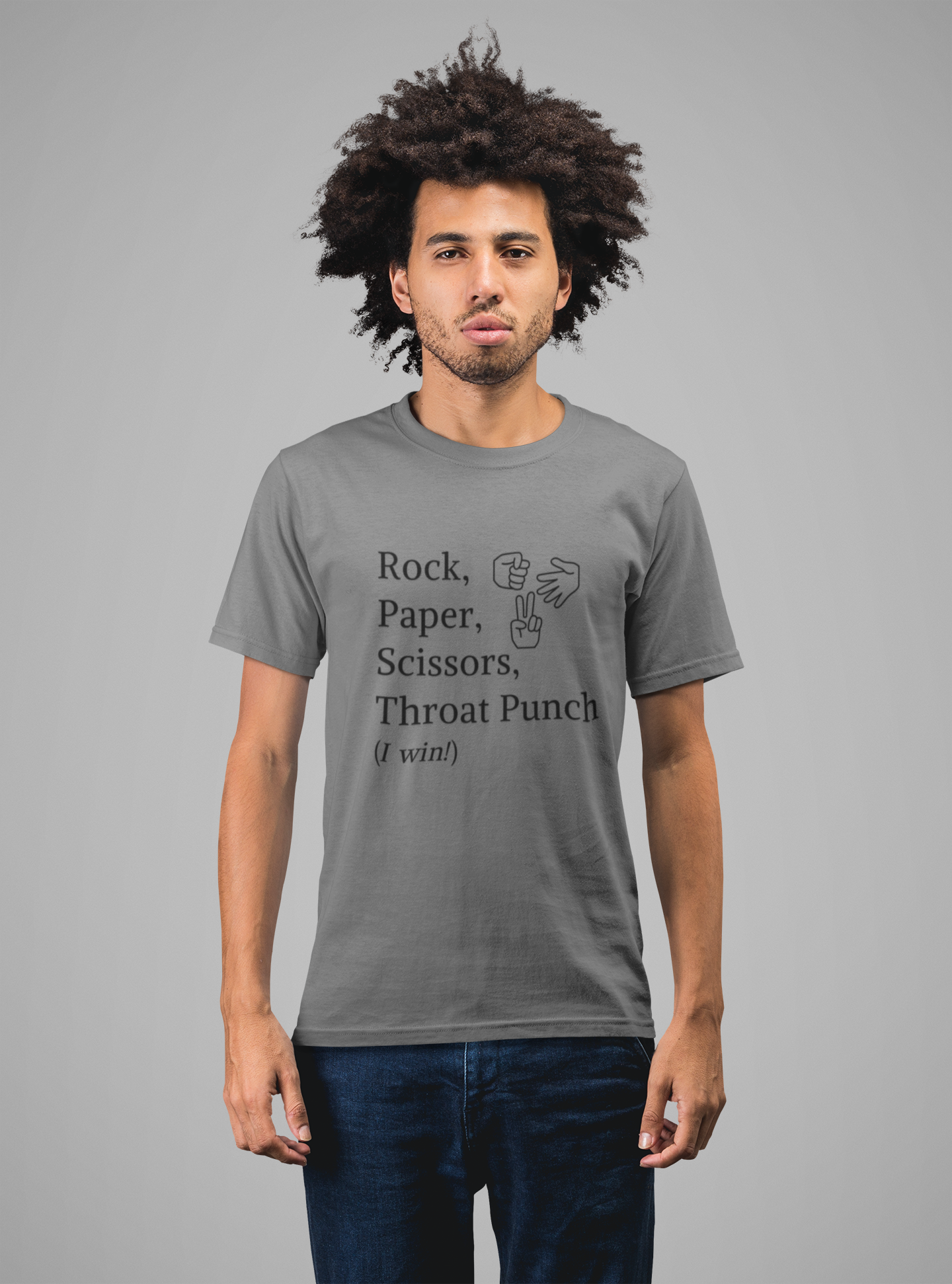 Rock Paper Scissors Throat Punch T-Shirt — Funny Adult Graphic Tee