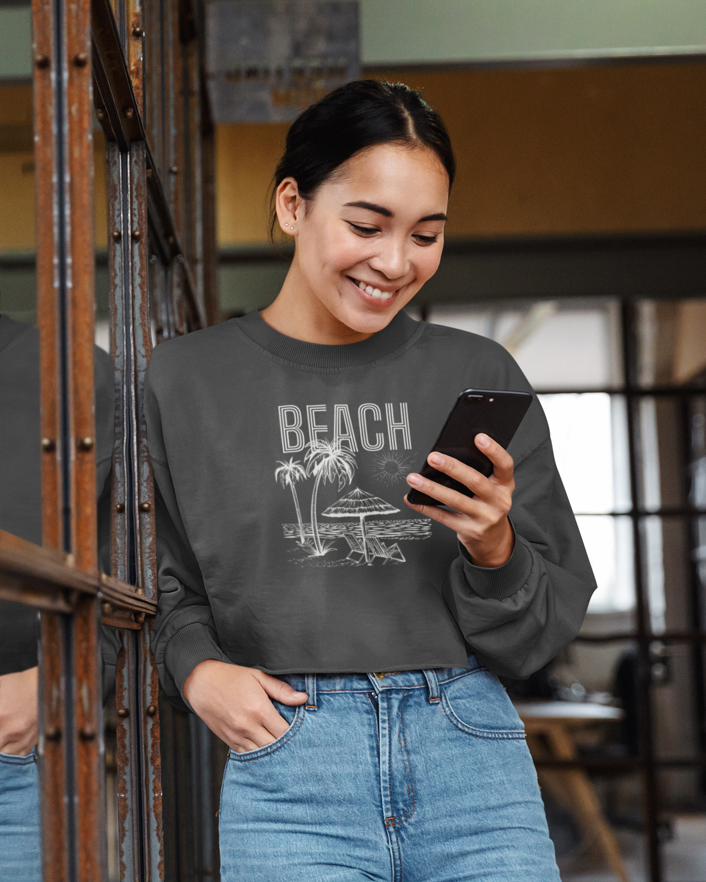 Women's Beach Vibes Cropped Pullover
