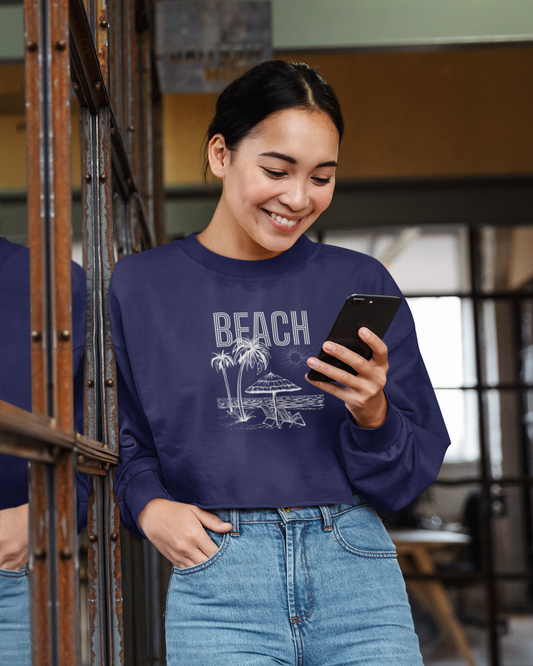 Women's Beach Vibes Cropped Pullover
