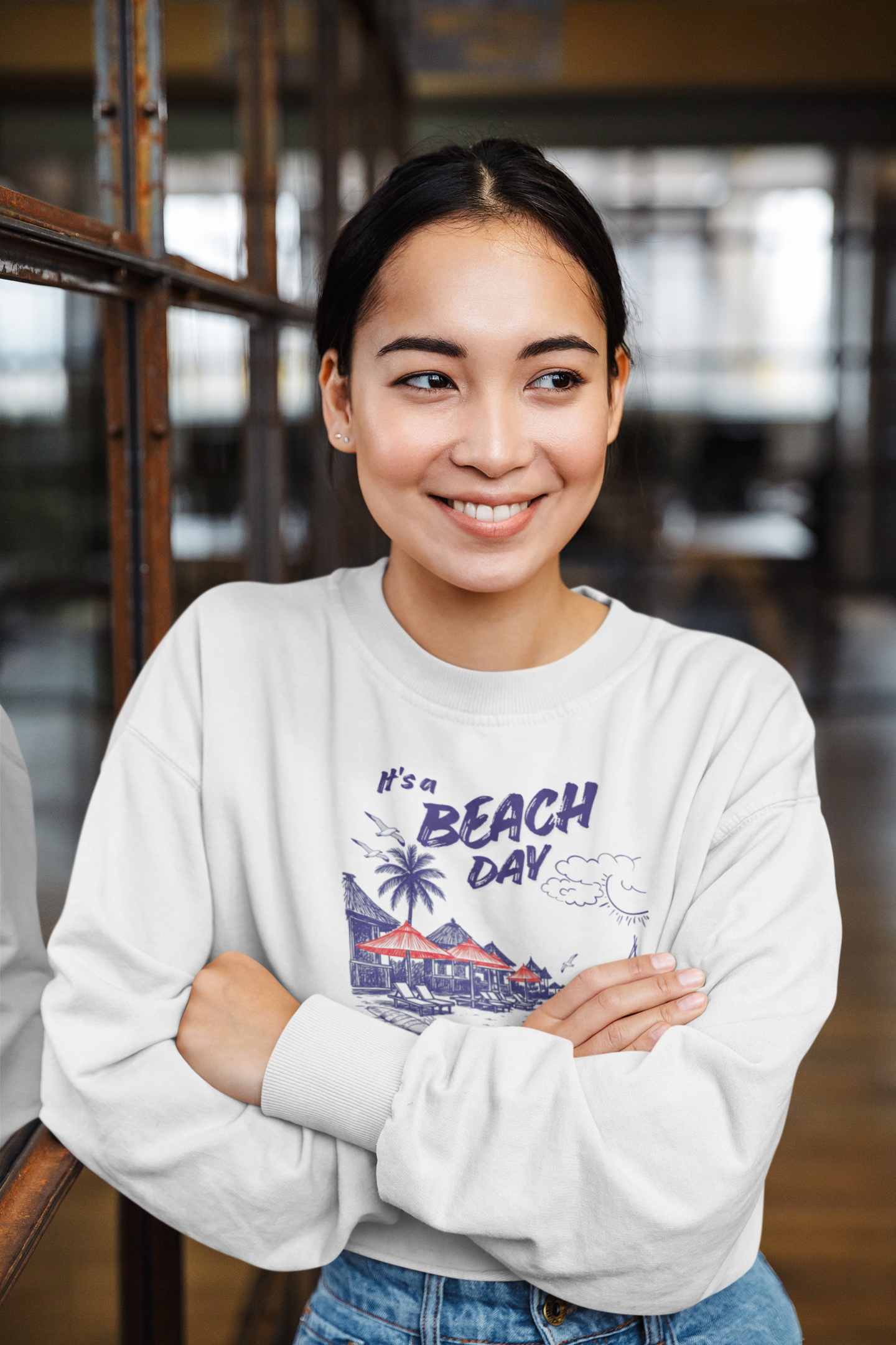 Women's Beach Vibes Cropped Pullover