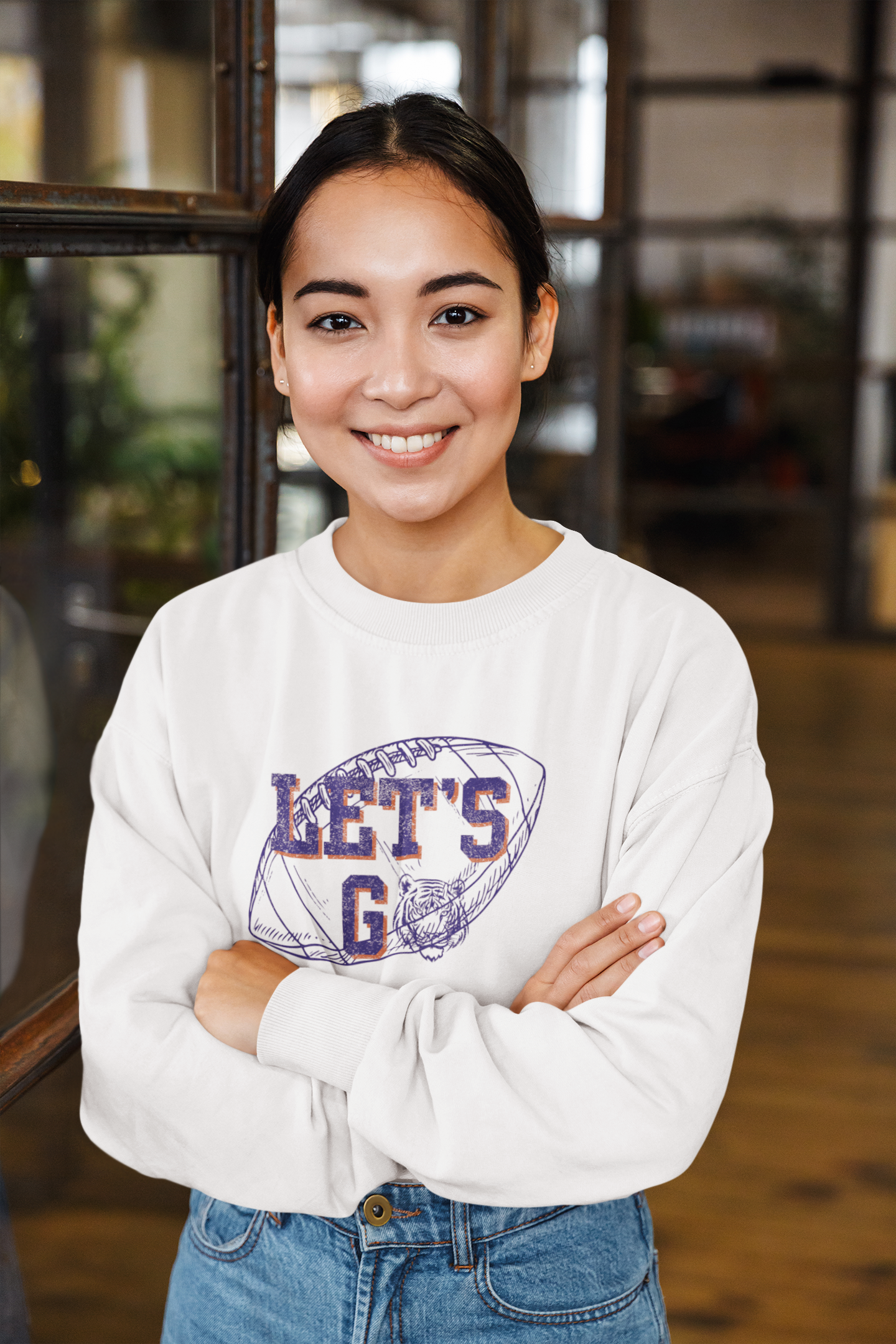 Let's Go Tigers Cropped Pullover Light Sweatshirt