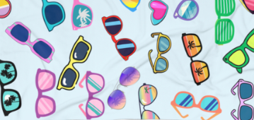 Sunglasses Pattern Beach Towel — Colorful Retro Shades Summer Towel