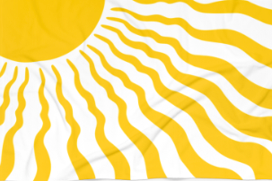 Sunny Waves Beach Towel — Retro Yellow Sun Wave Pattern
