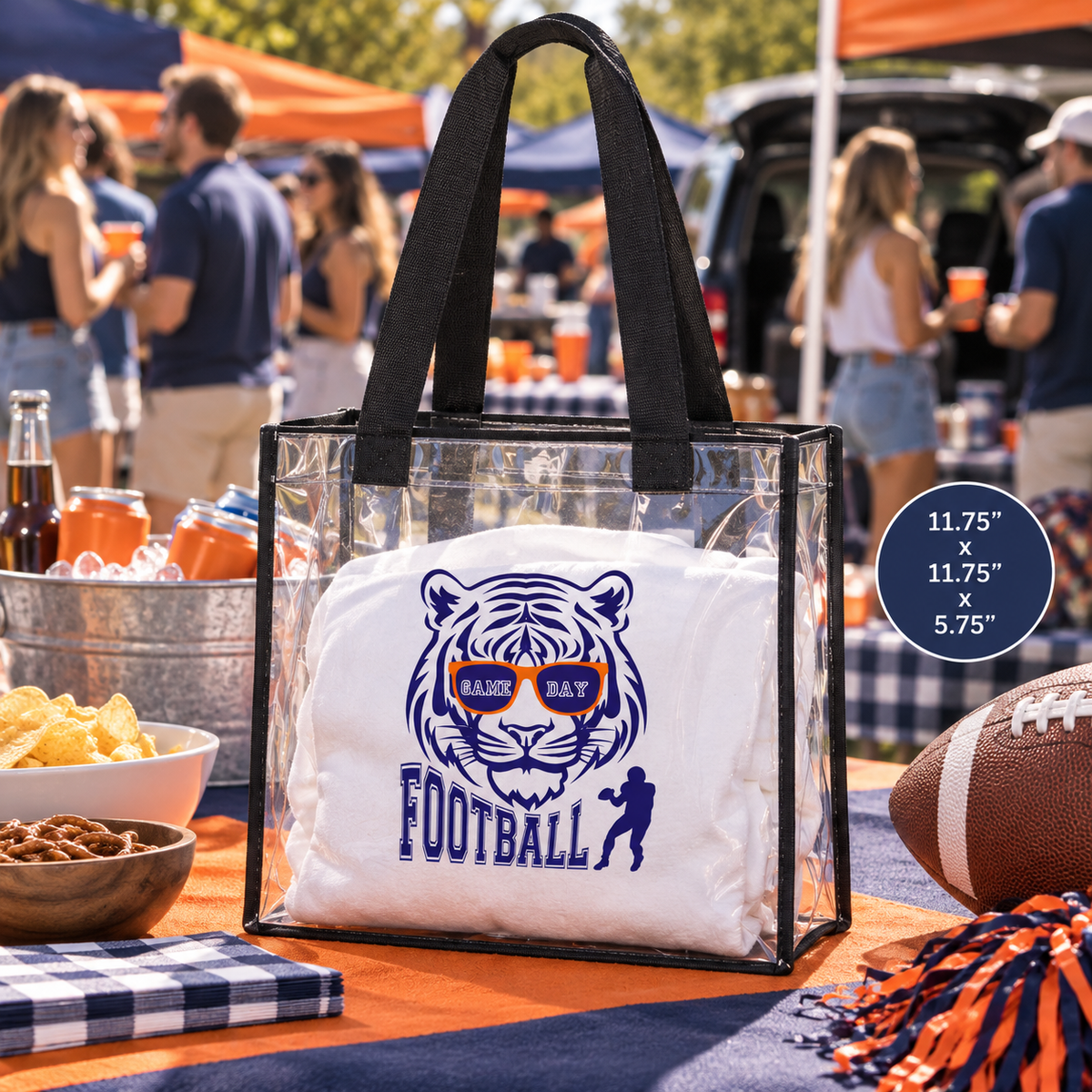 Clear Stadium Tote — Tiger Football Clear Game Day Bag