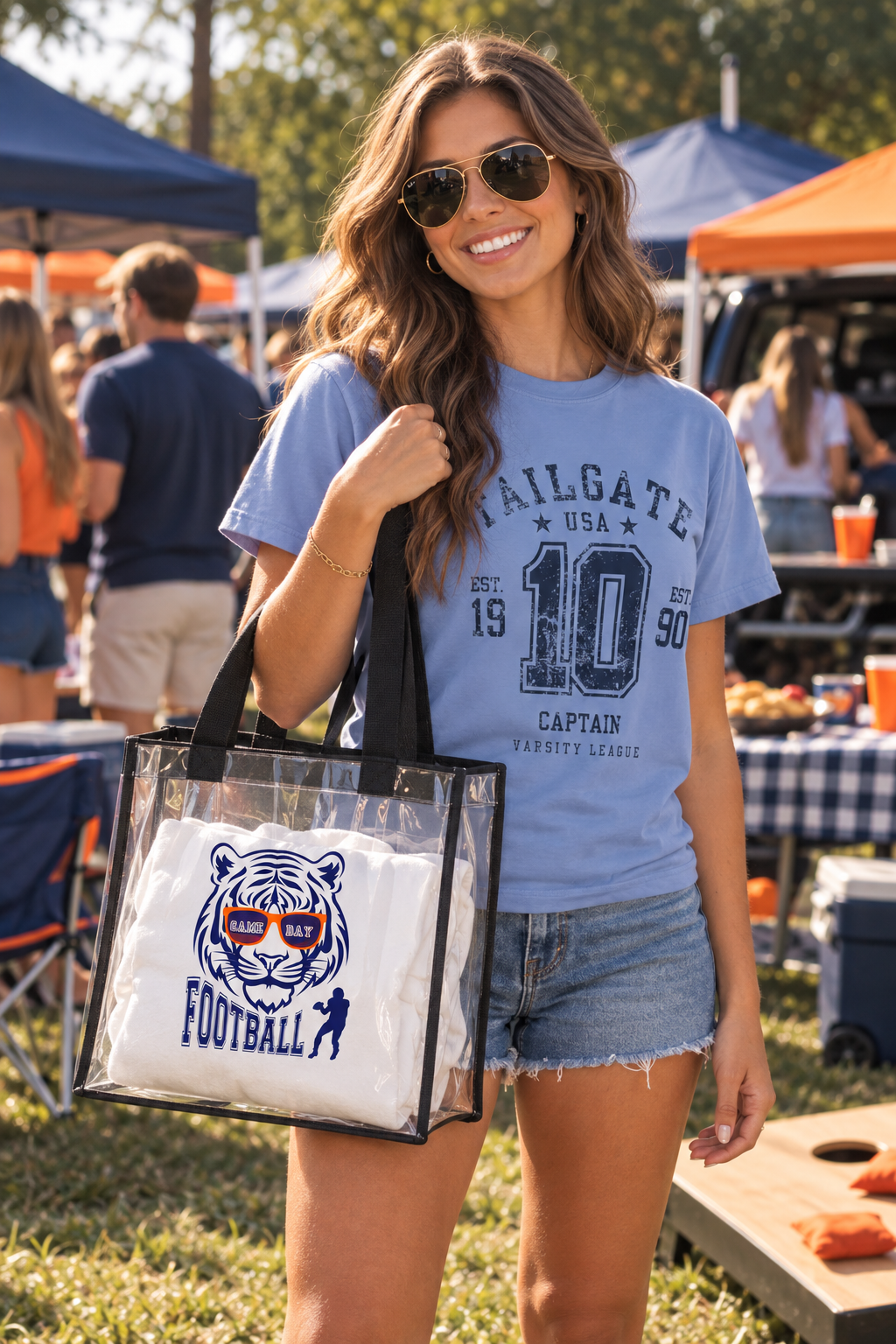 Clear Stadium Tote — Tiger Football Clear Game Day Bag