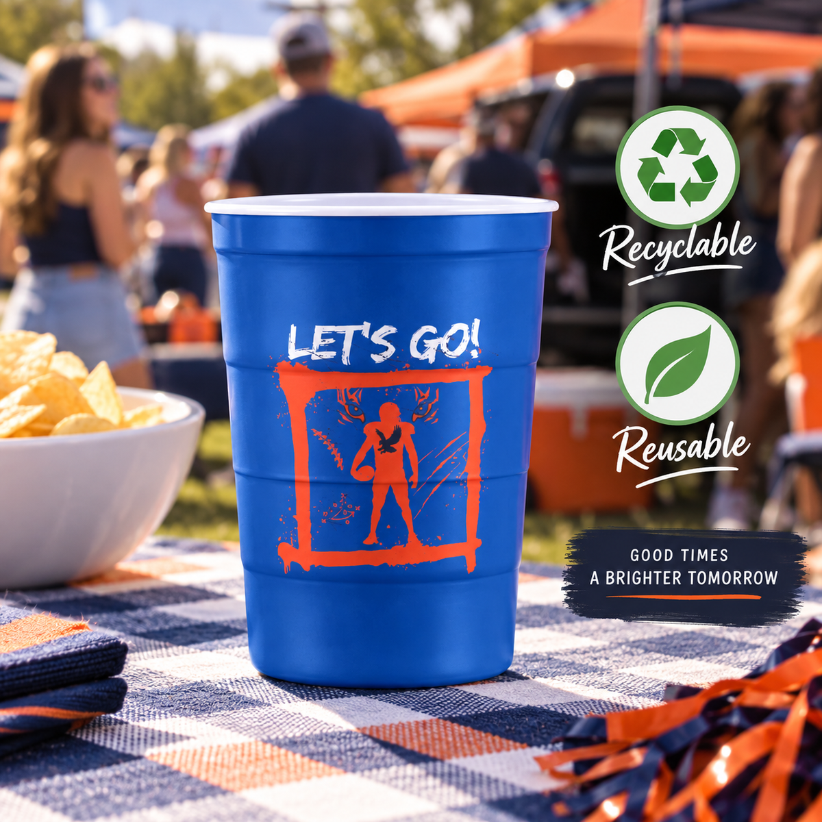 Let's Go! Recyclable and Reusable Steel Party Cup