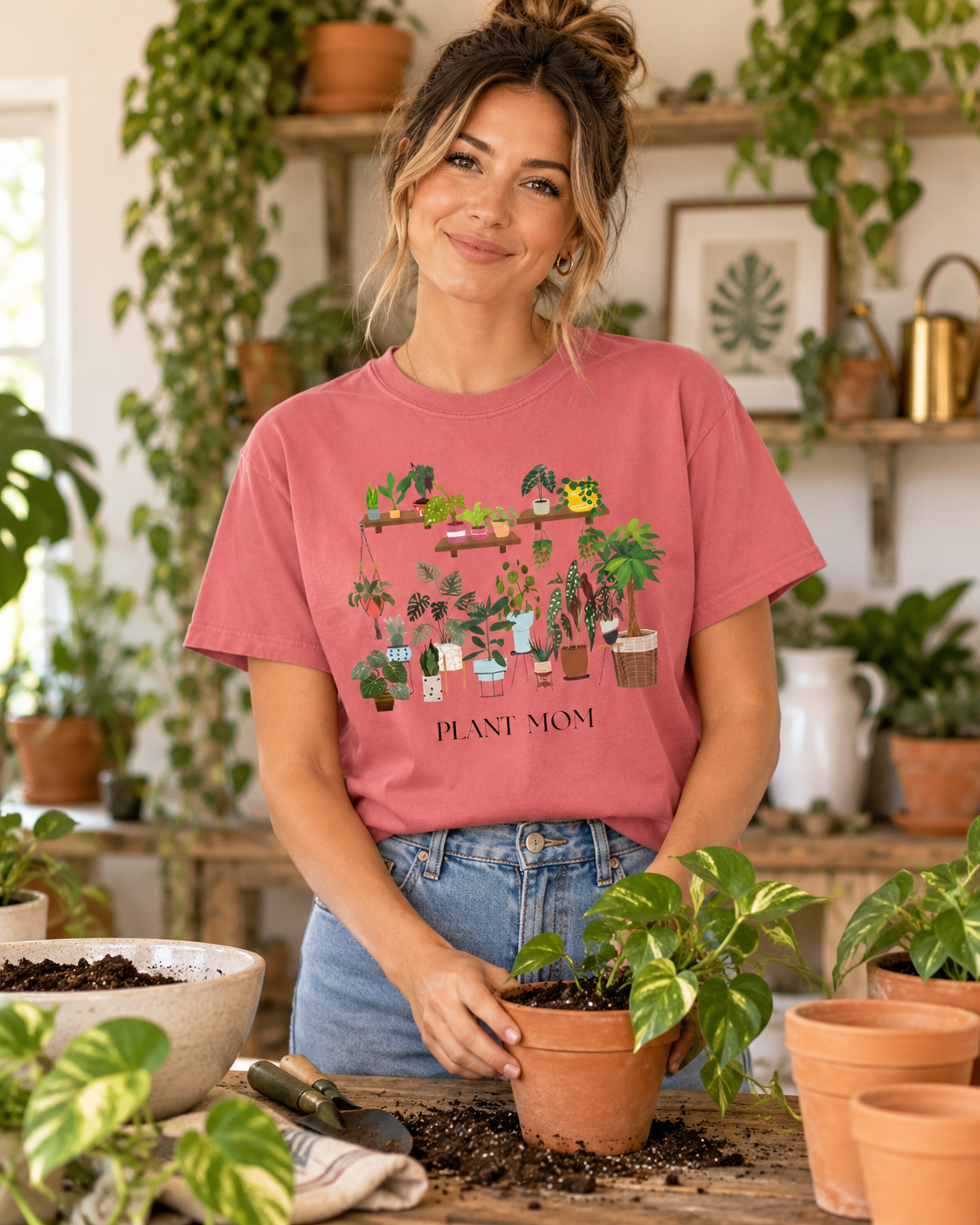 Plant Mom Botanical Houseplant T-Shirt