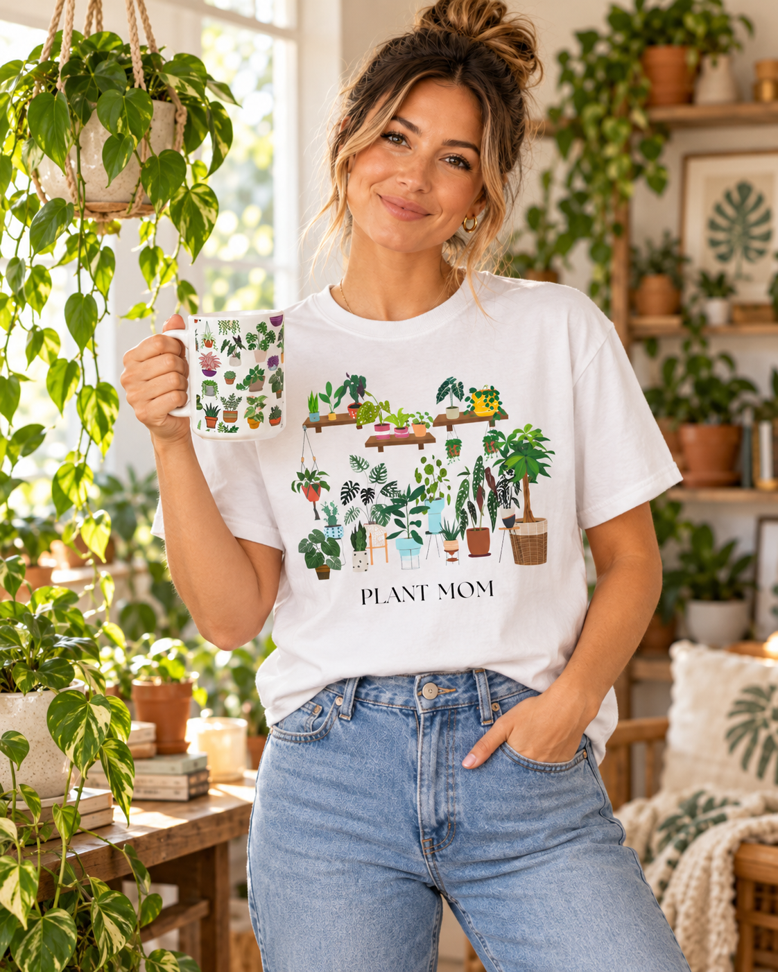 Colorful Houseplant Lover Ceramic Coffee Cup (11oz, 15oz)