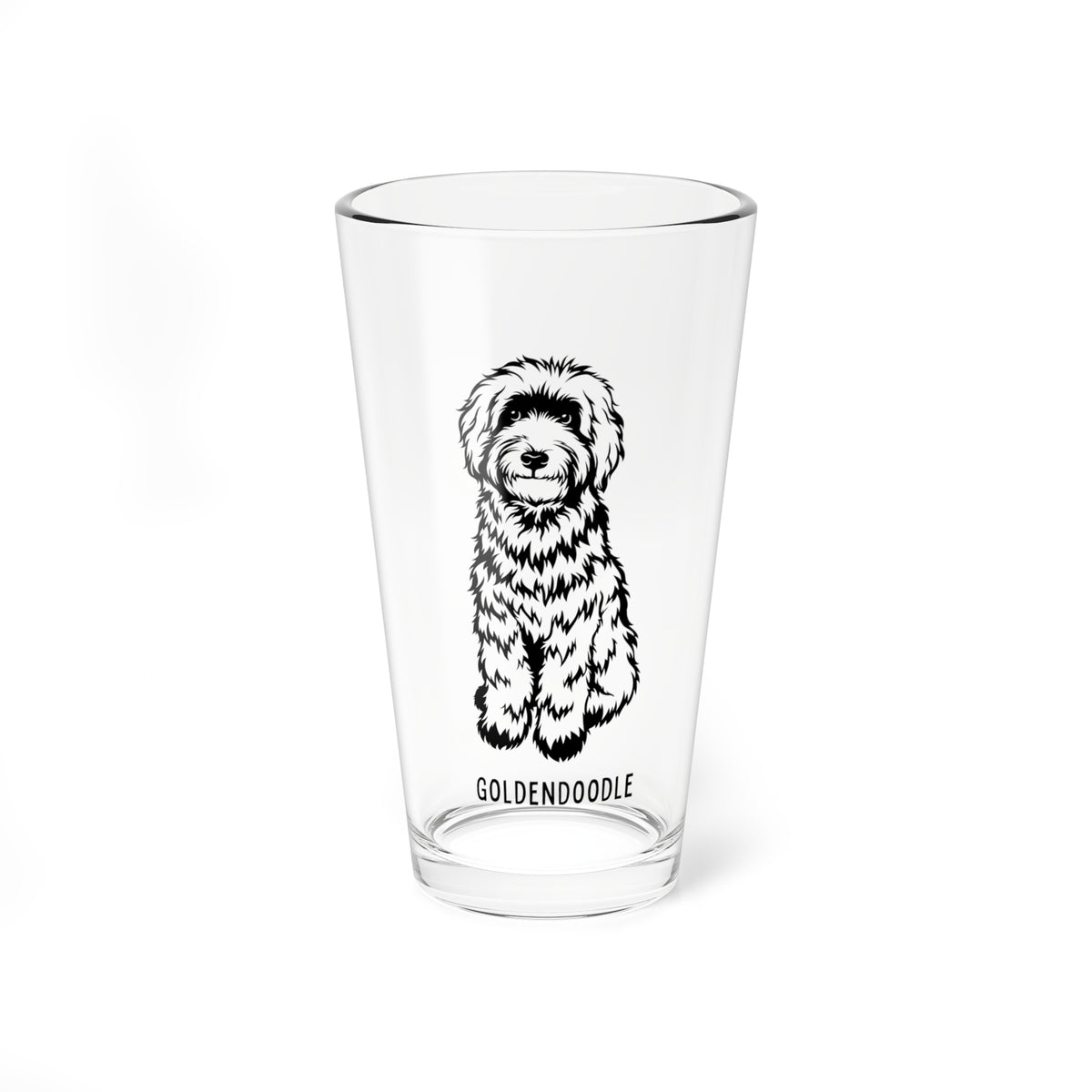 Golden Doodle Mixing Glass, 16oz - Dog Lover Gift, Kitchen Decor, Pet-Themed Drinkware, Unique Barware, Collectible Kitchenware