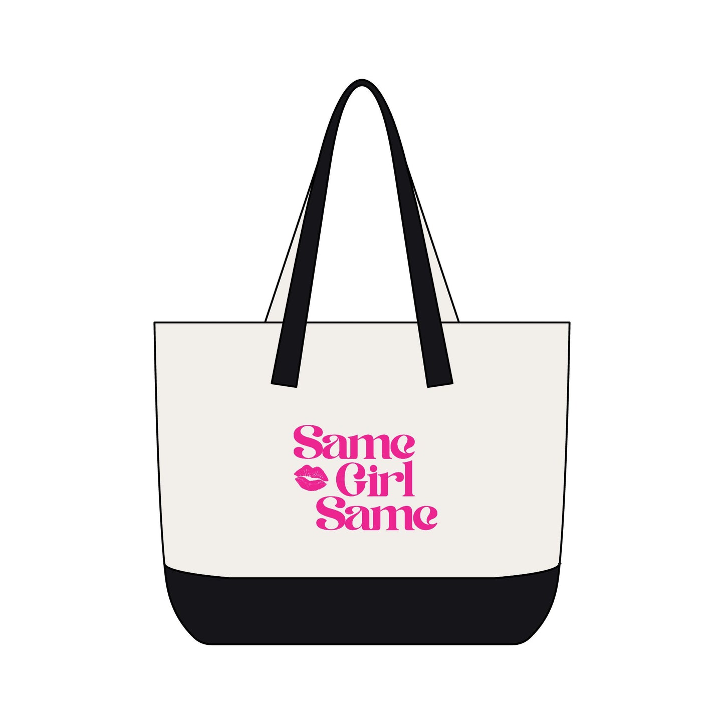 Canvas Tote — "Same Girl Same" Pink Lip Graphic Zippered Tote