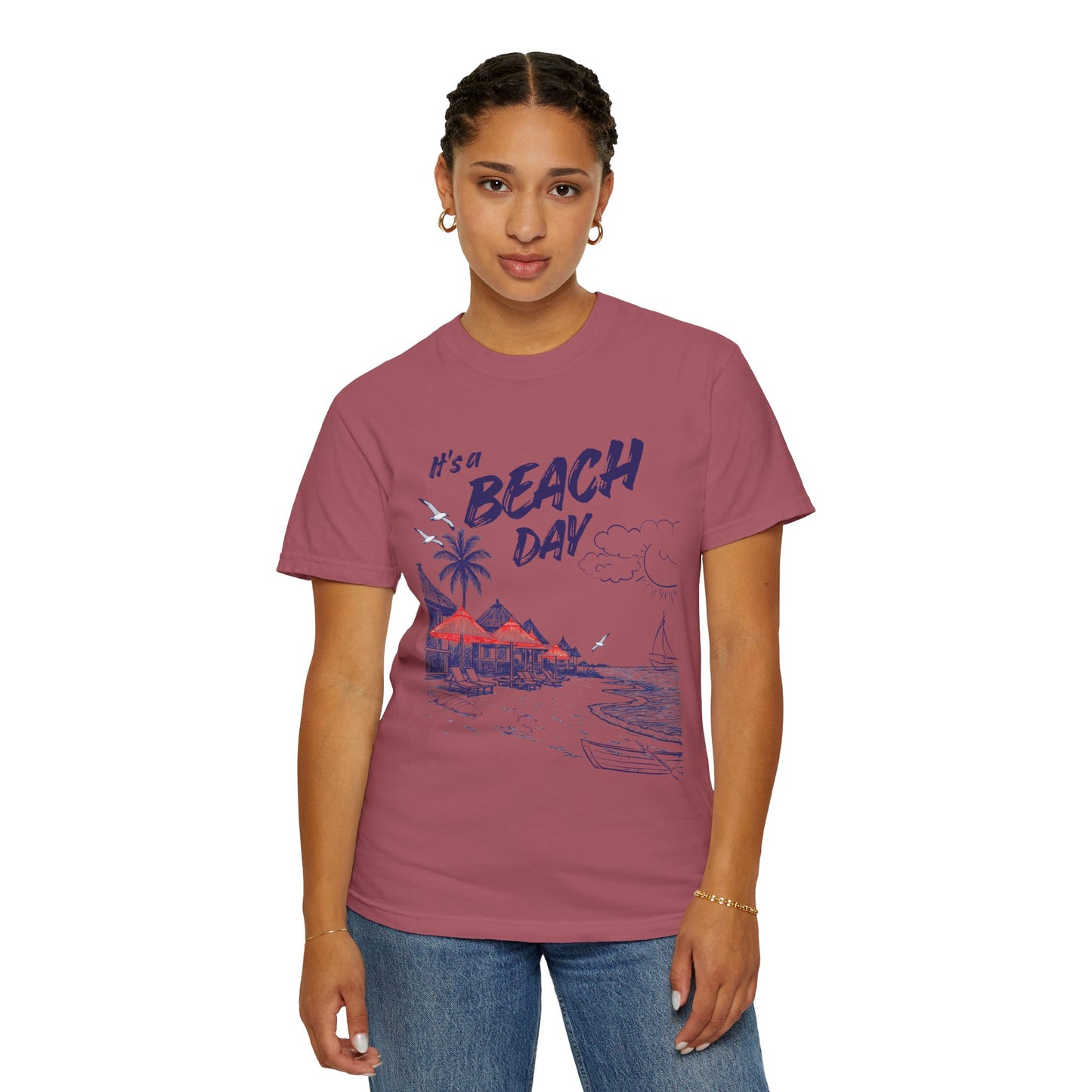 Beach Day Beach Night T-Shirt — Front & Back Beach Scene Unisex Tee