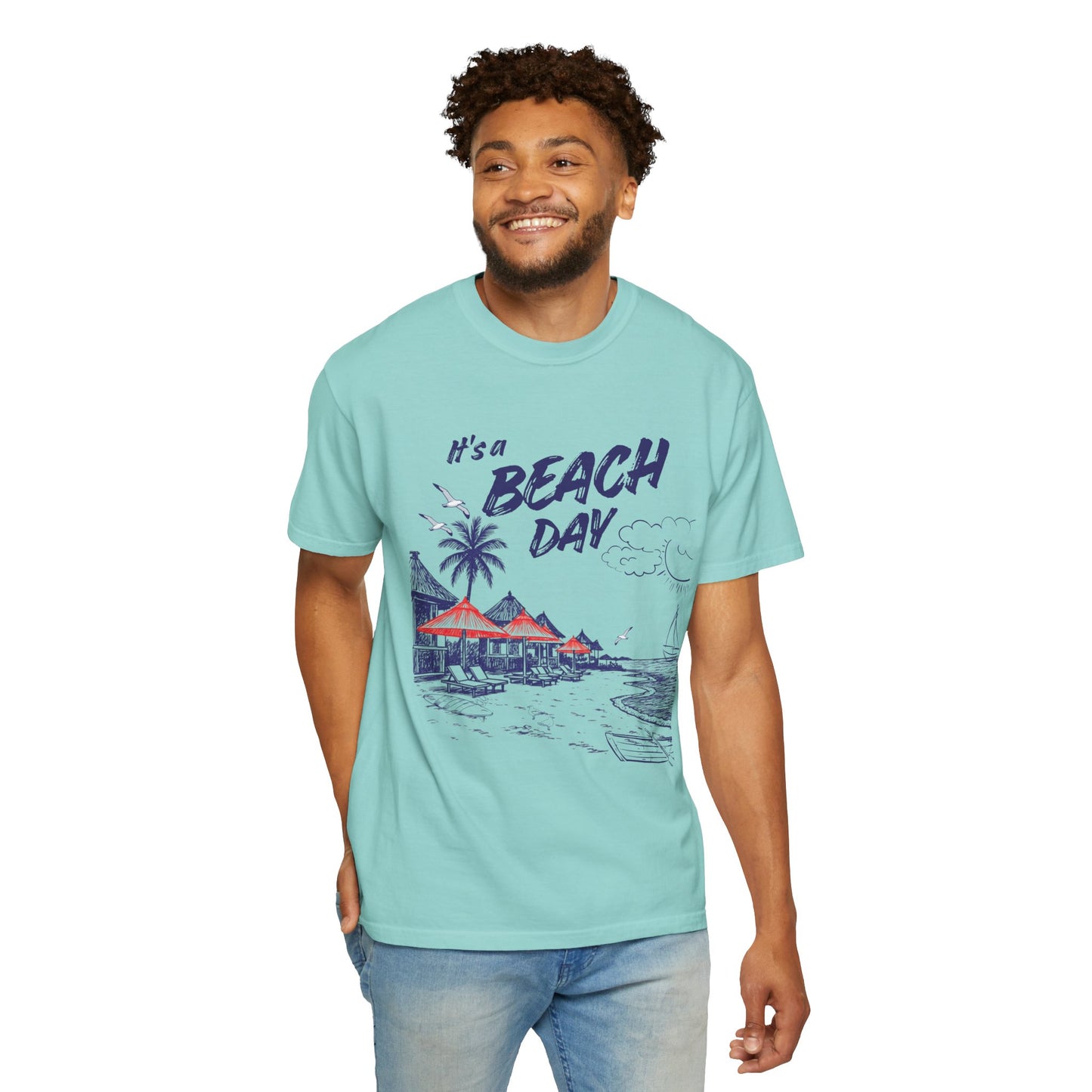 Beach Day Beach Night T-Shirt — Front & Back Beach Scene Unisex Tee