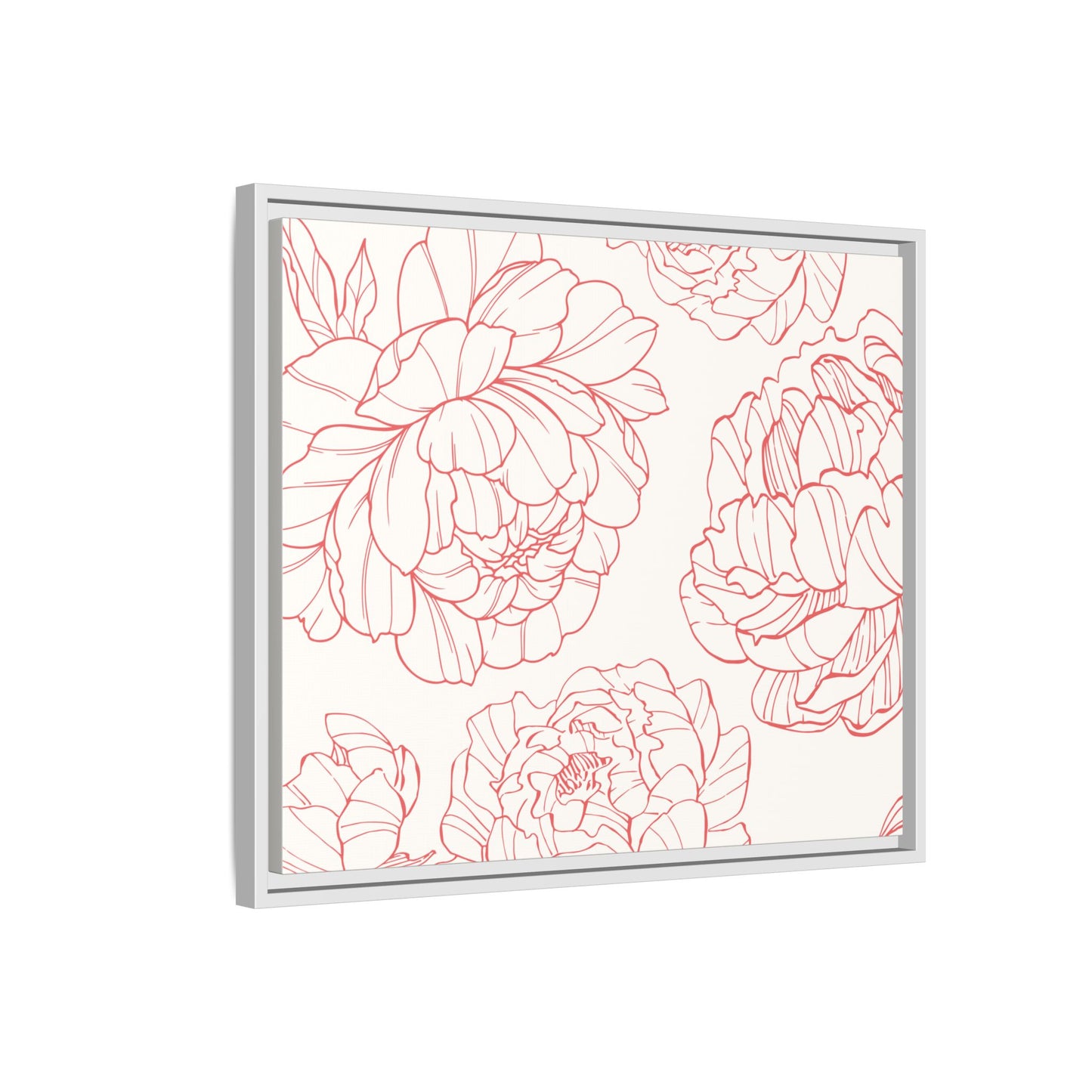 Floral Matte Canvas, White Wooden Framed, Matching Shower Curtain Available