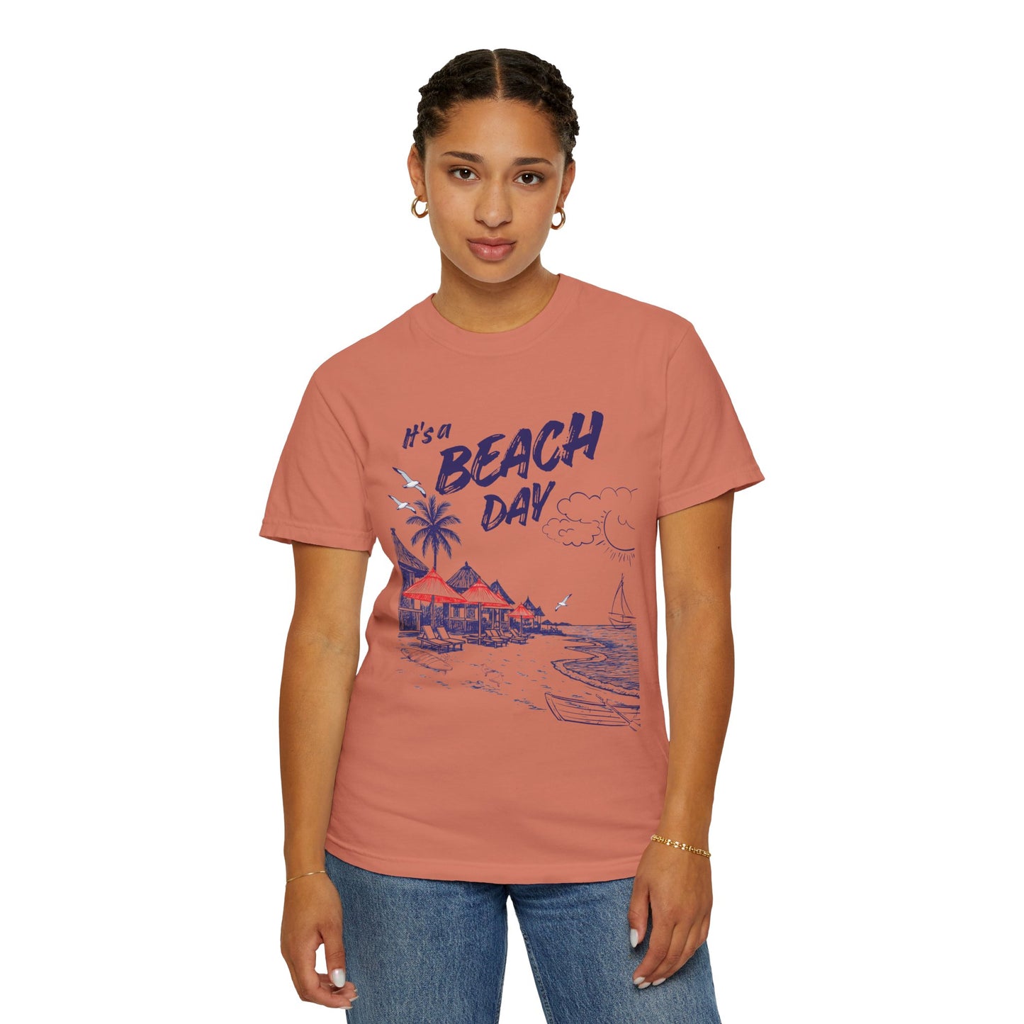 Beach Day Beach Night T-Shirt — Front & Back Beach Scene Unisex Tee