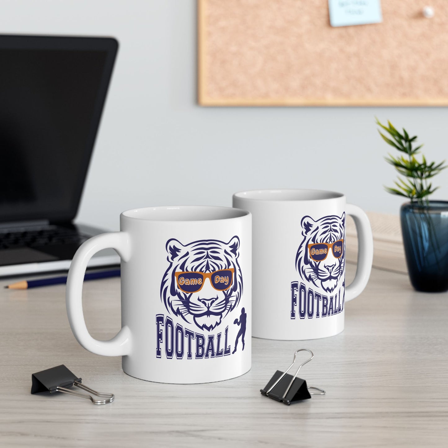 Football Tiger Mascot Ceramic Mug – Team Spirit Coffee Cup (11oz/15oz)