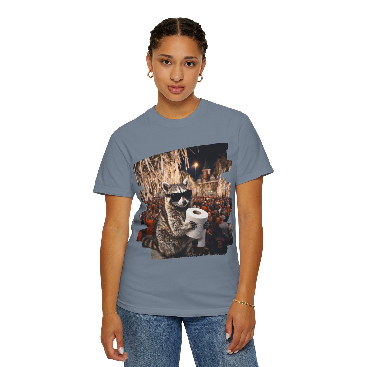 Raccoon Football T-Shirt — Comfort Colors Garment-Dyed Tee