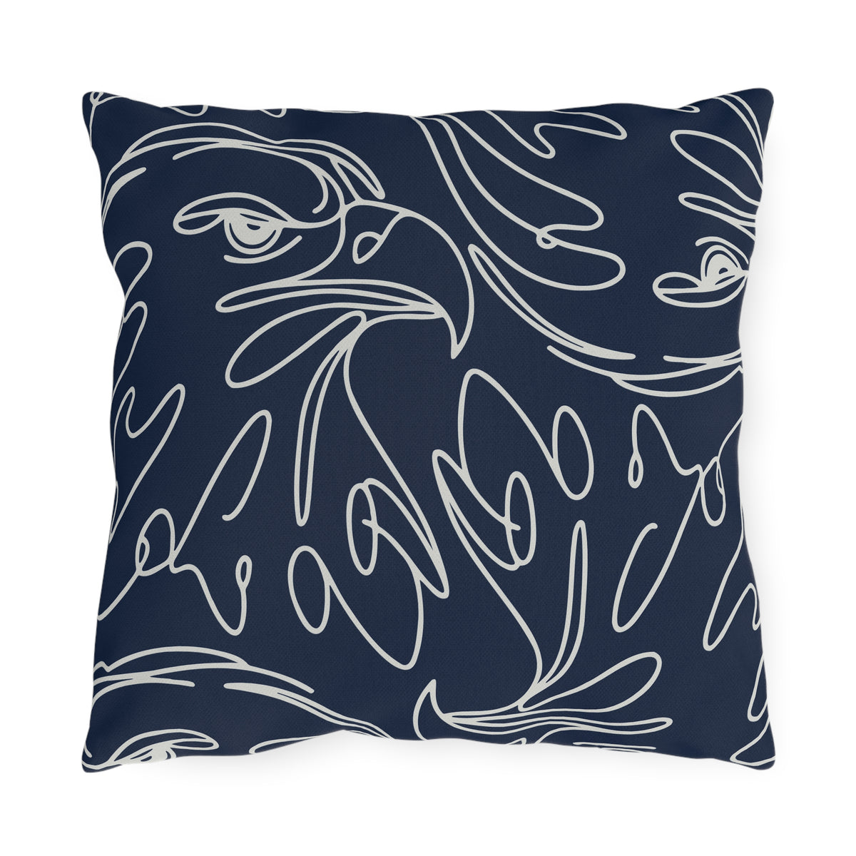 Navy Eagle Line Art Outdoor Pillow