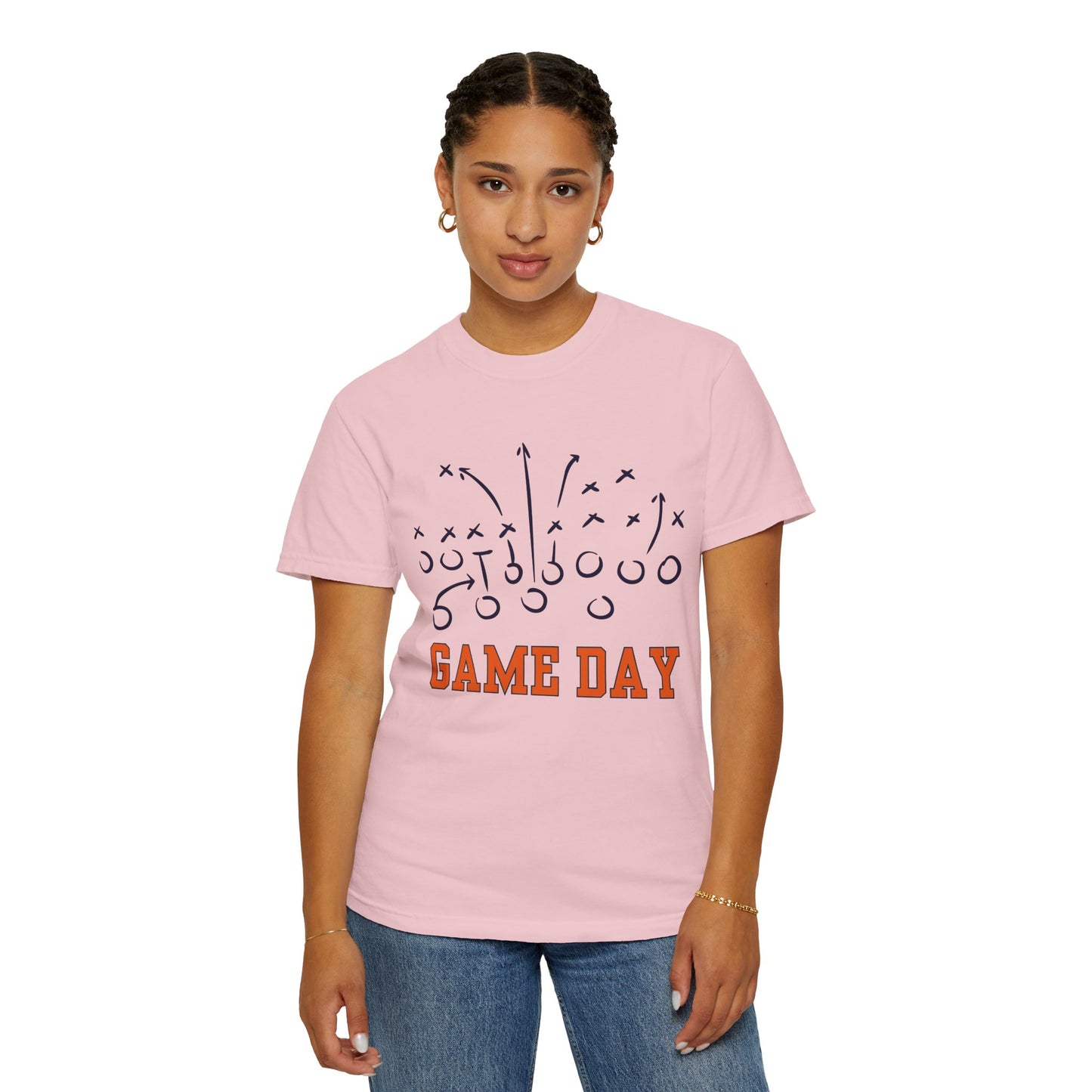 Game Day Football T-Shirt — Hand-Drawn Orange Play Routes