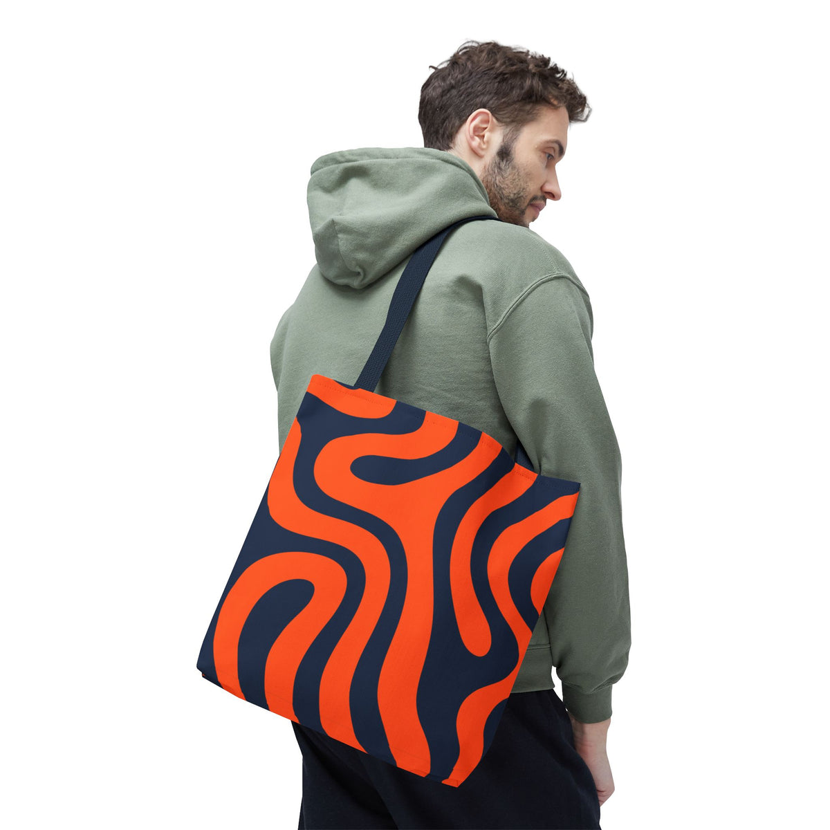 Tiger stripe Orange and Navy Tote Bag