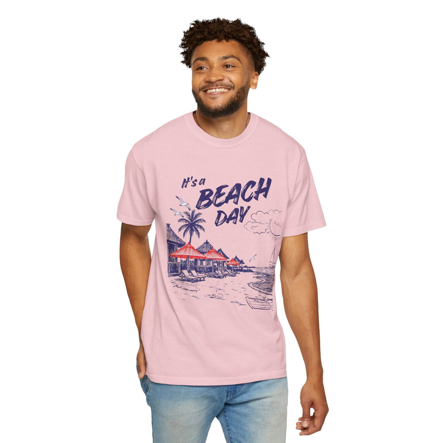 Beach Day Beach Night T-Shirt — Front & Back Beach Scene Unisex Tee