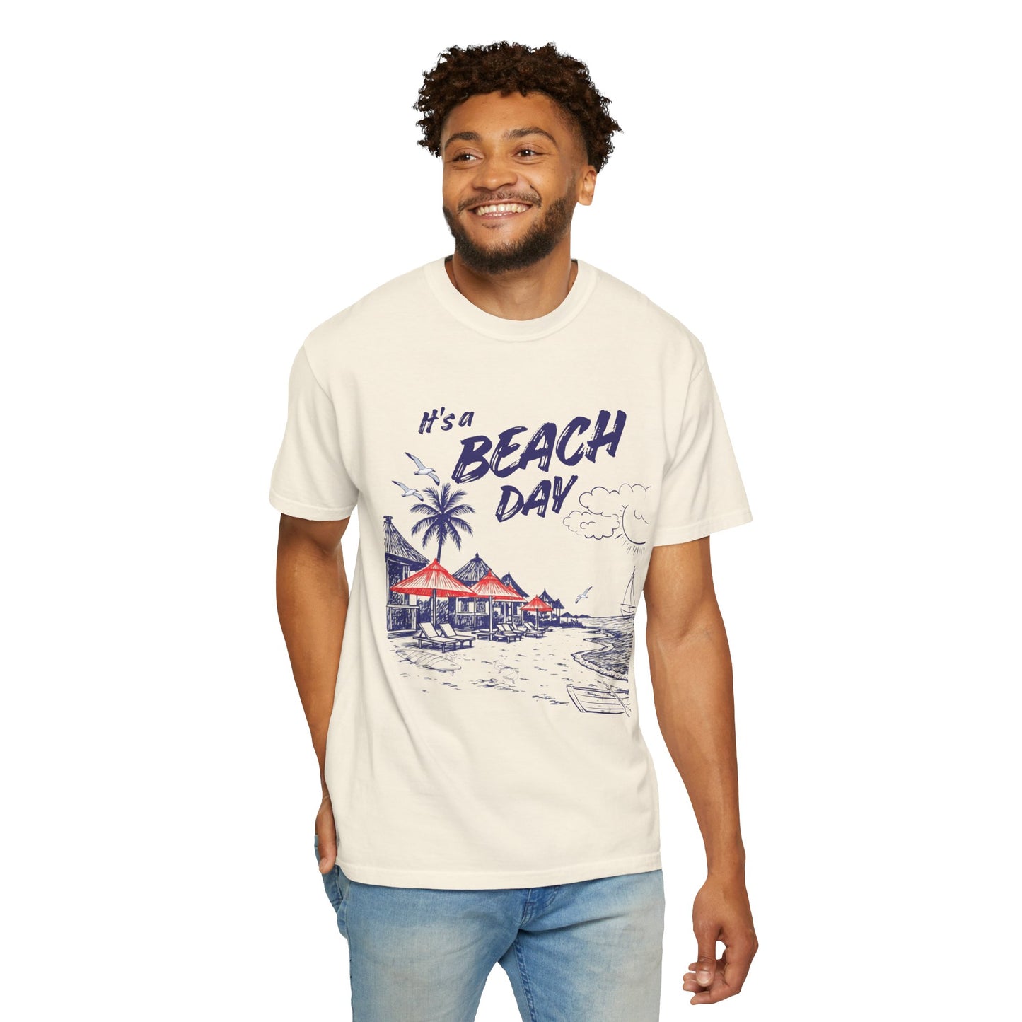 Beach Day Beach Night T-Shirt — Front & Back Beach Scene Unisex Tee