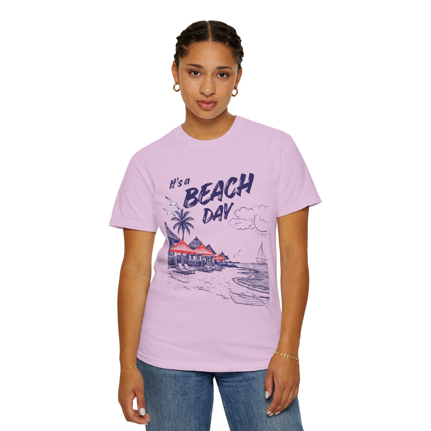 Beach Day Beach Night T-Shirt — Front & Back Beach Scene Unisex Tee