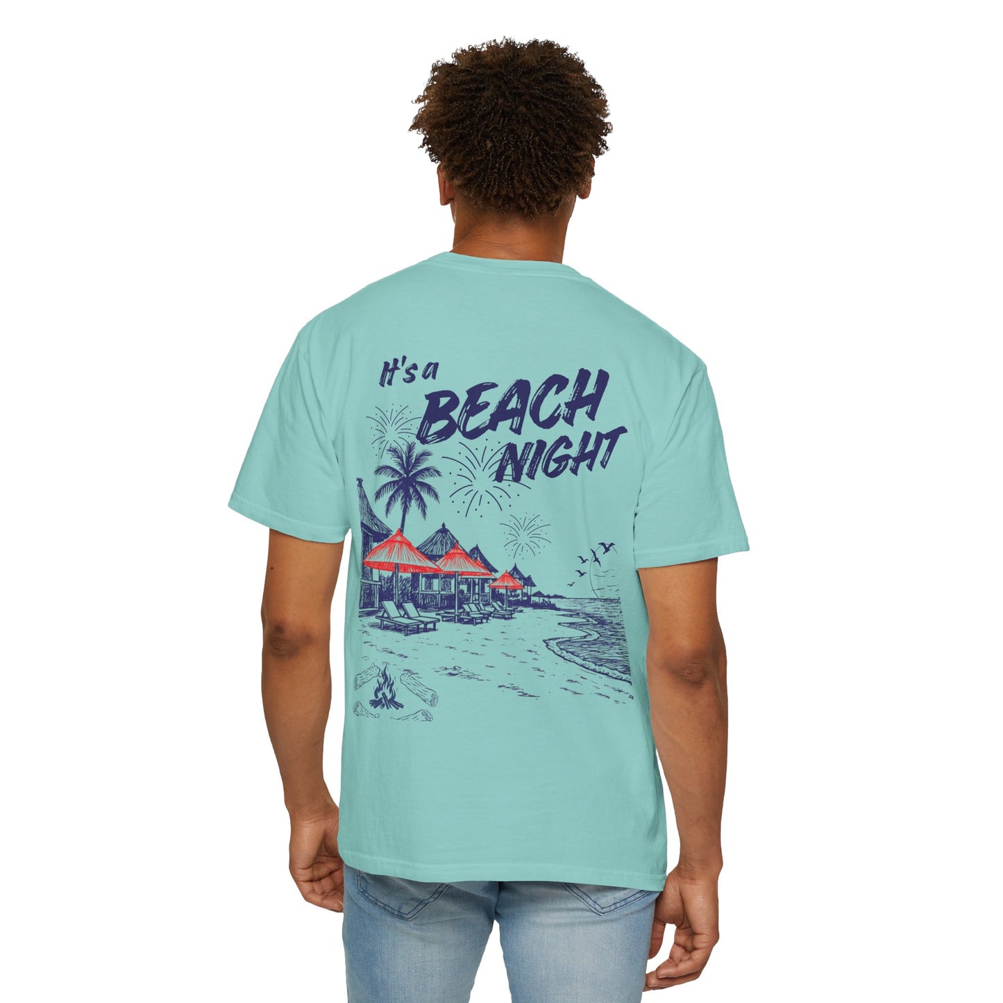 Beach Day Beach Night T-Shirt — Front & Back Beach Scene Unisex Tee