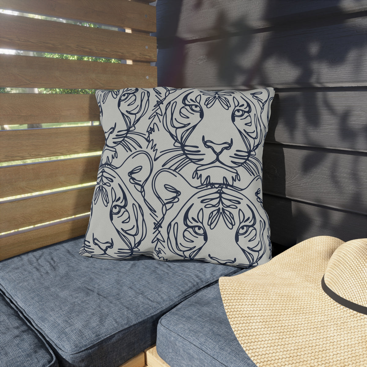 Tiger Line Art Outdoor Pillow