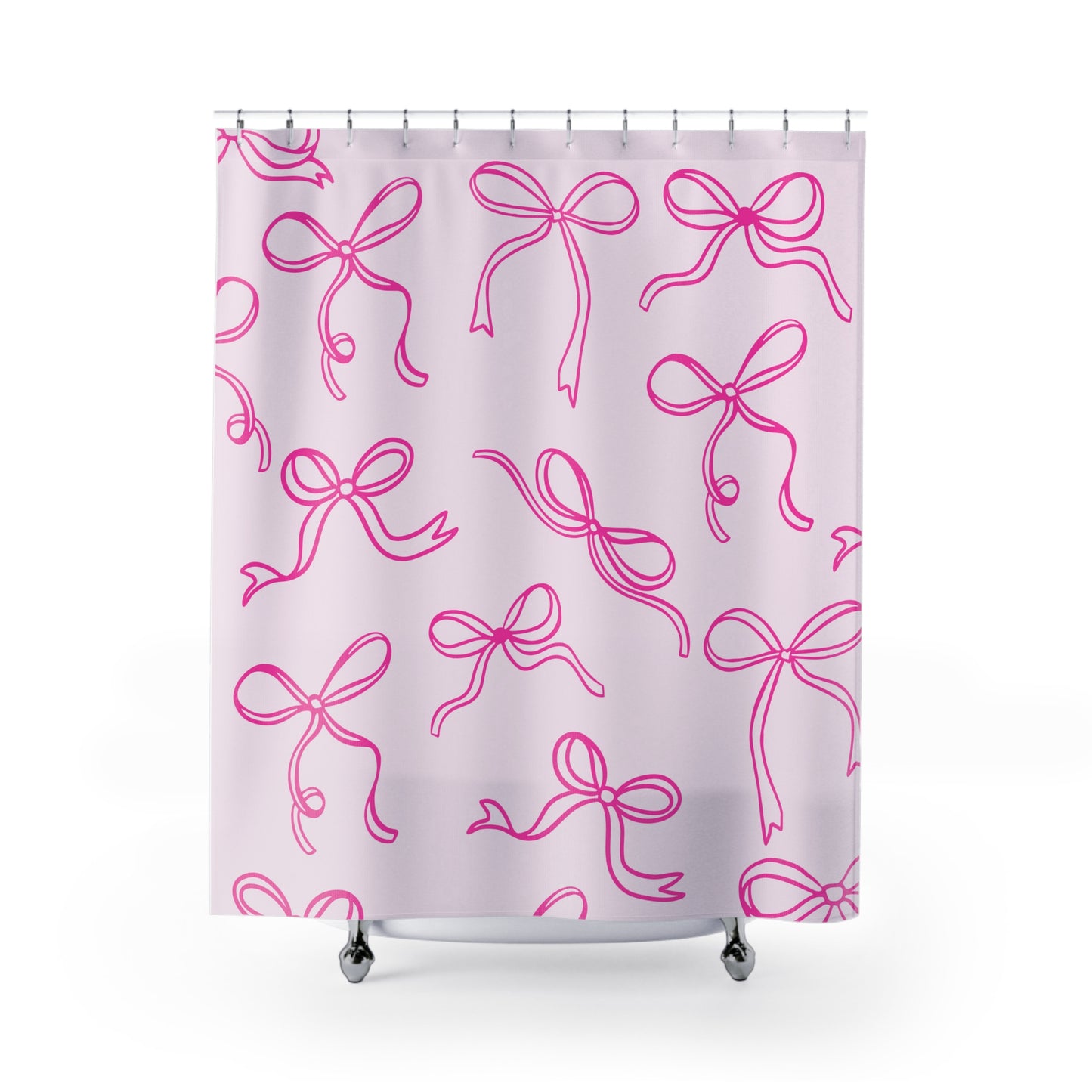 Pink Bow Pattern Shower Curtain – Cute Girly Bathroom Decor