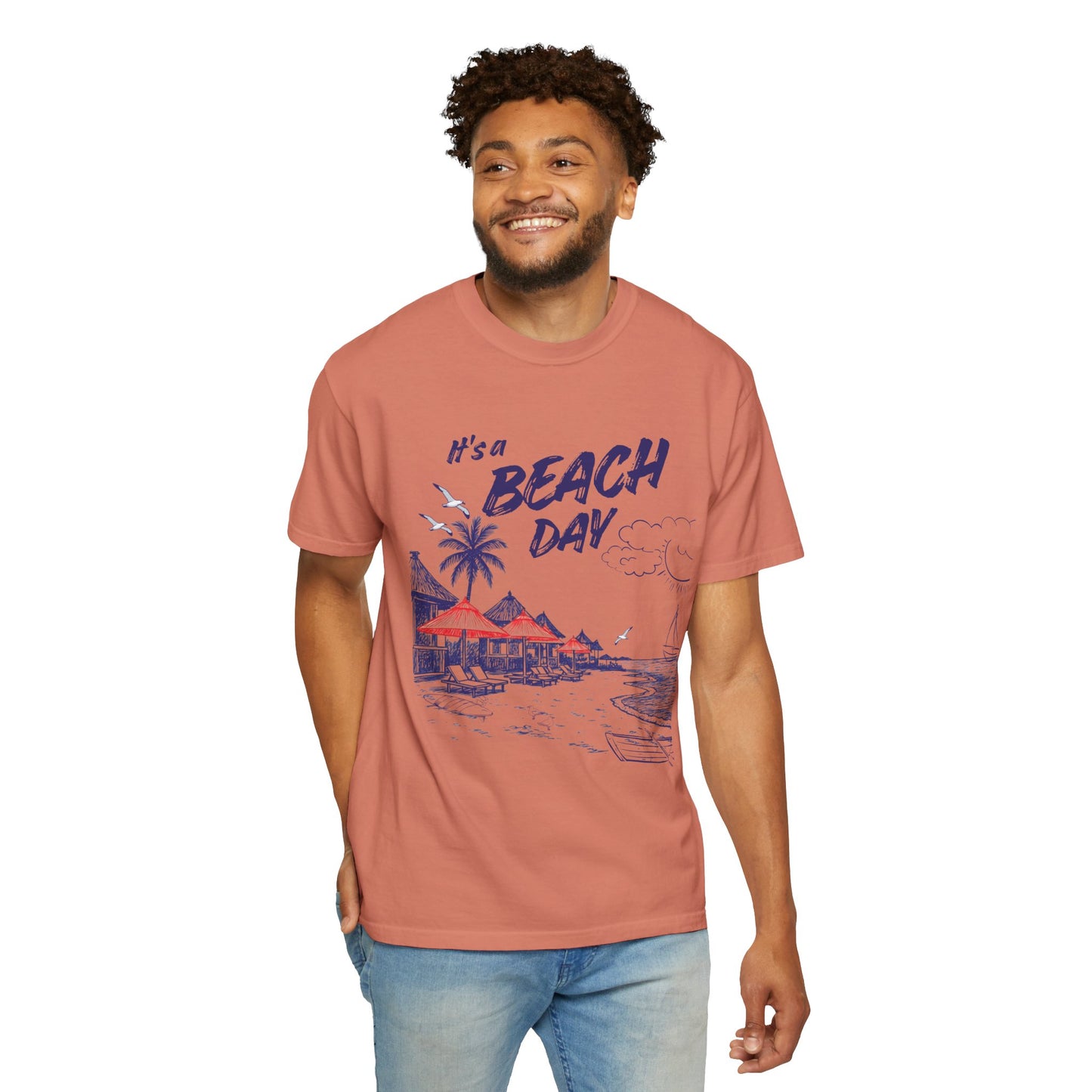 Beach Day Beach Night T-Shirt — Front & Back Beach Scene Unisex Tee