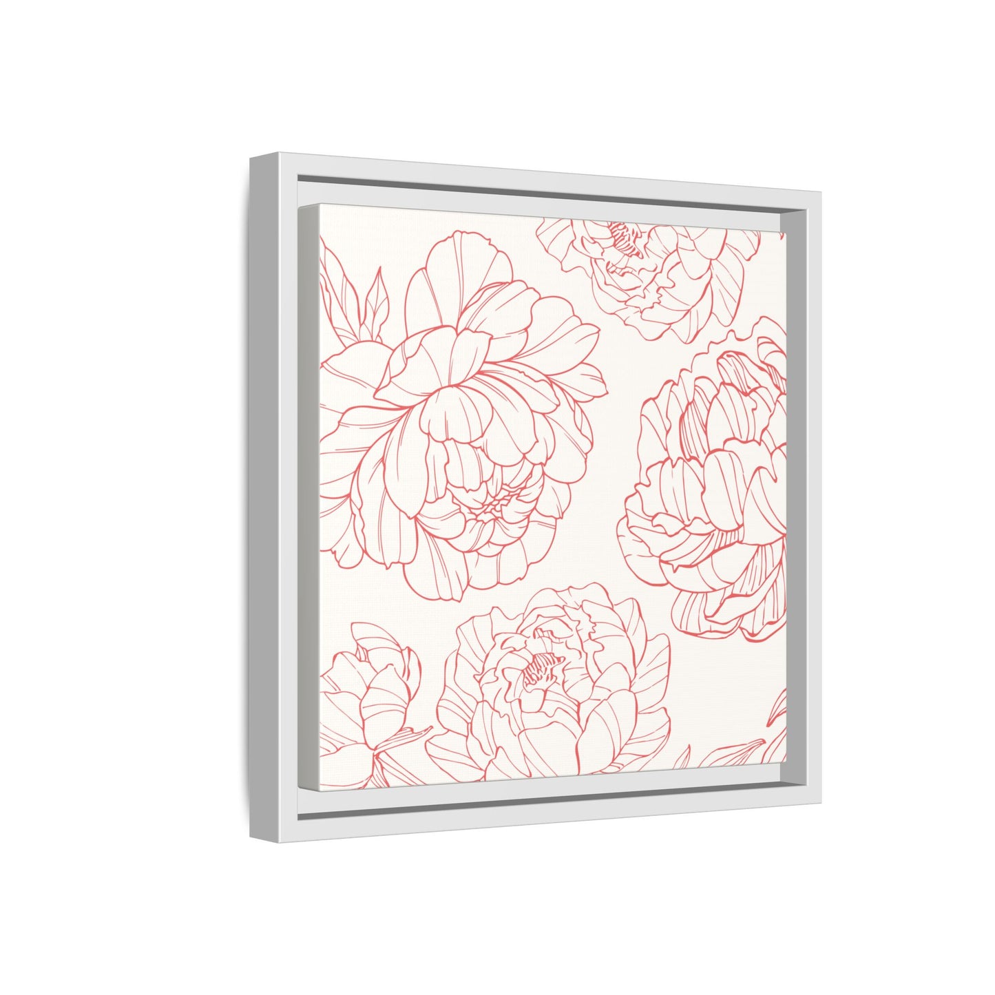 Floral Matte Canvas, White Wooden Framed, Matching Shower Curtain Available
